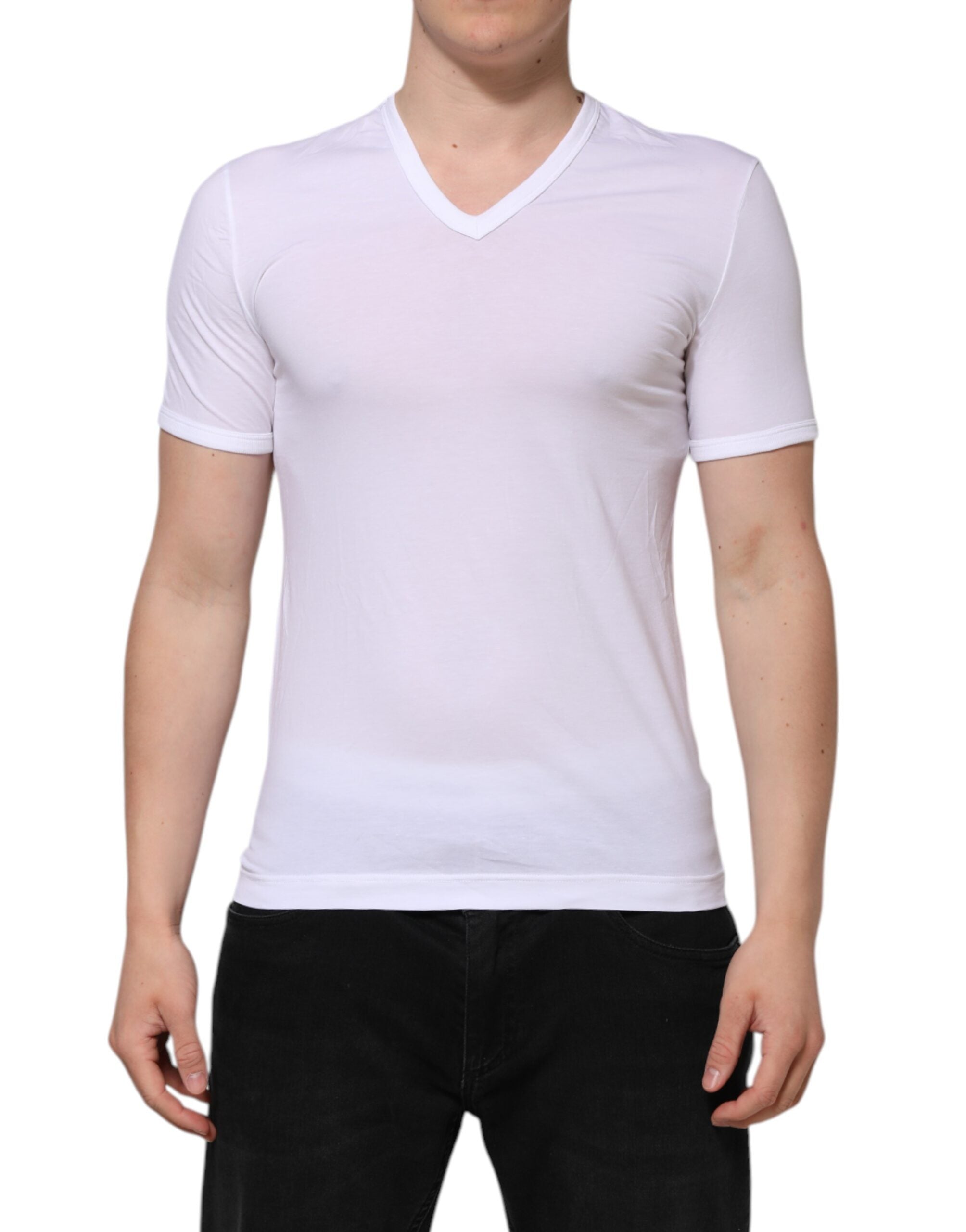 Dolce & Gabbana White V-Neck Short Sleeve Underwear T-Shirt