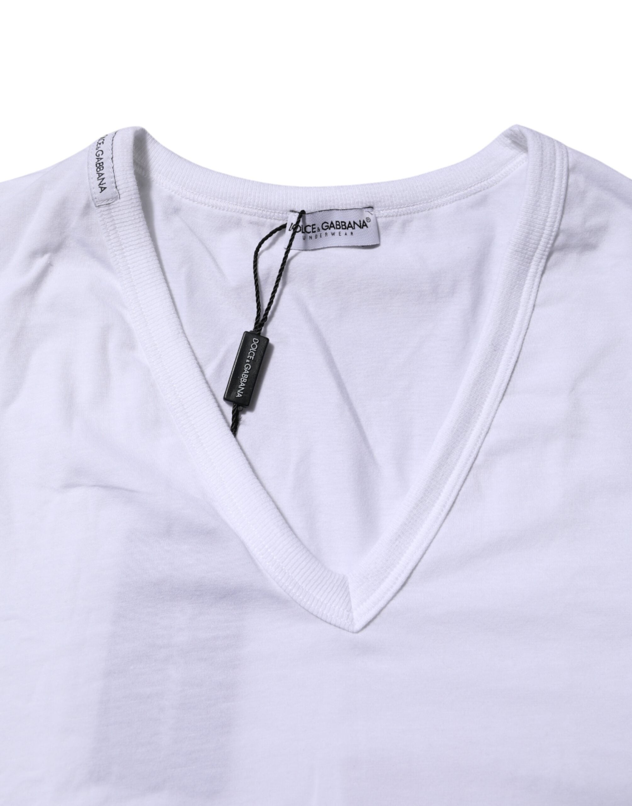 Dolce & Gabbana White V-Neck Short Sleeve Underwear T-Shirt