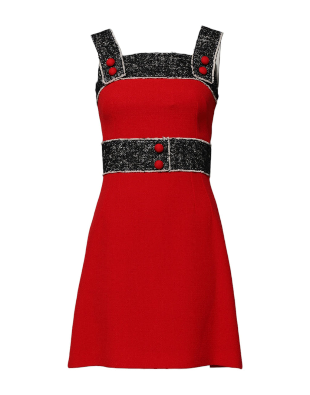 Dolce & Gabbana Red Wool Sleeveless Flared A-Line Mini Dress