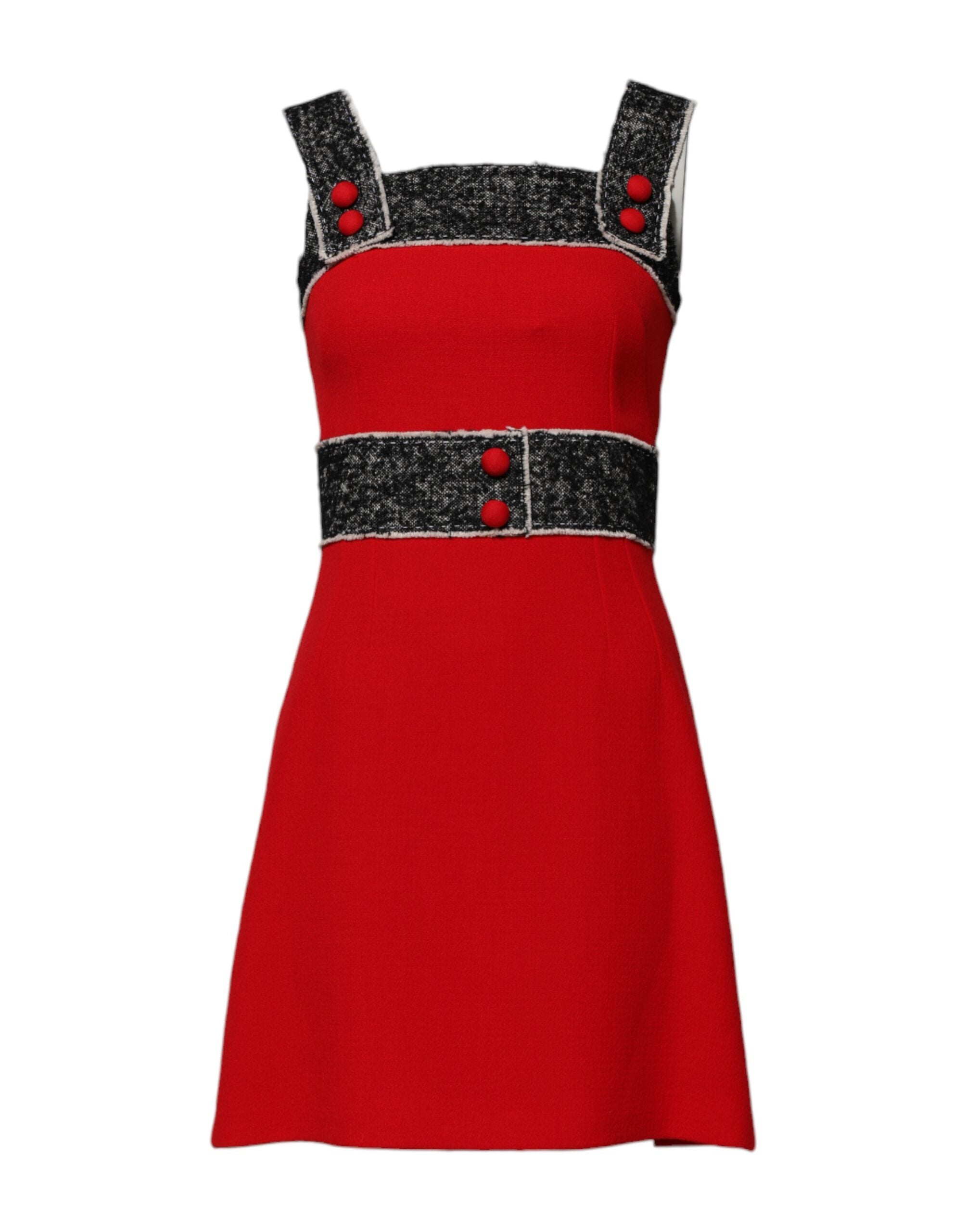 Dolce & Gabbana Red Wool Sleeveless Flared A-Line Mini Dress