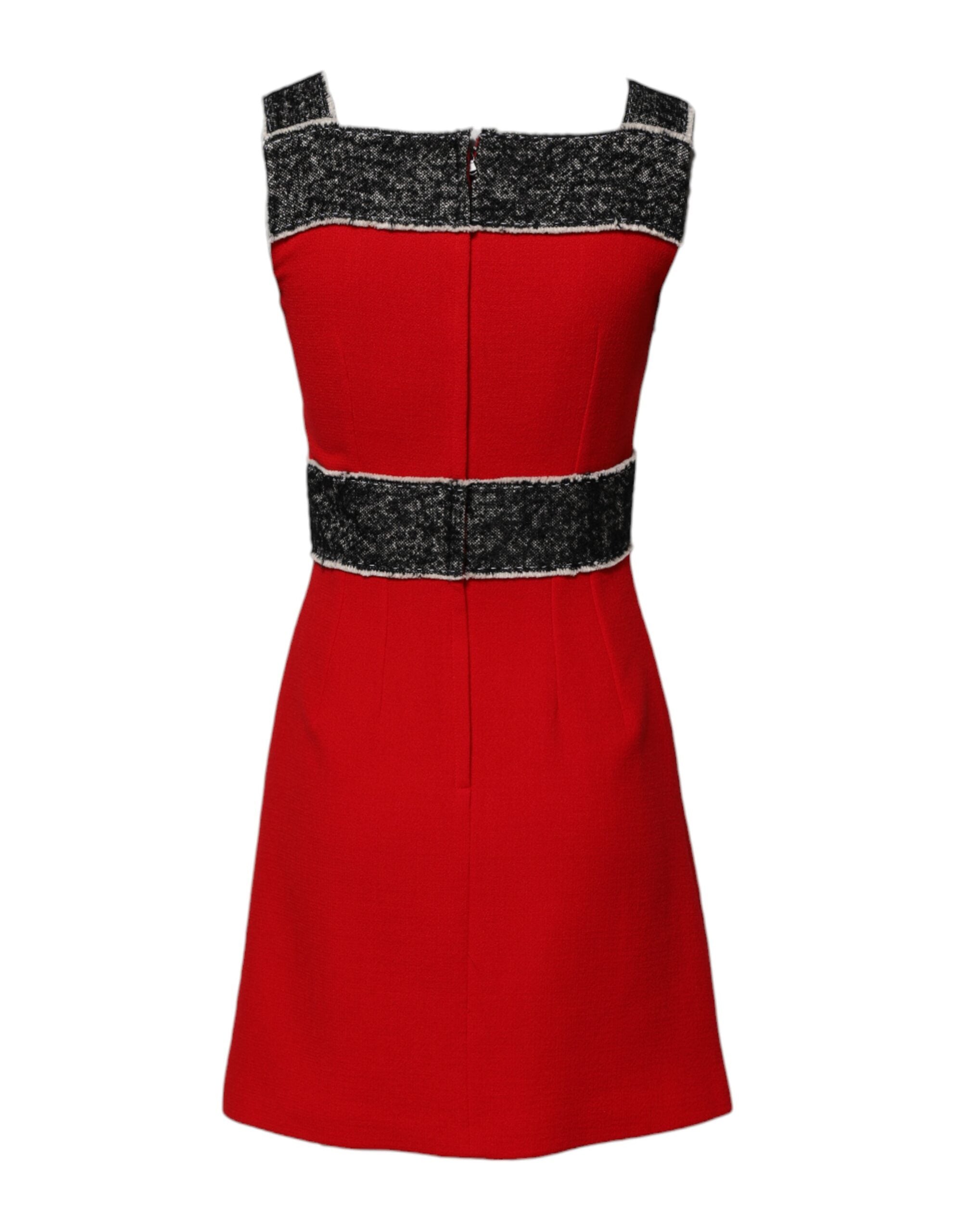 Dolce & Gabbana Red Wool Sleeveless Flared A-Line Mini Dress