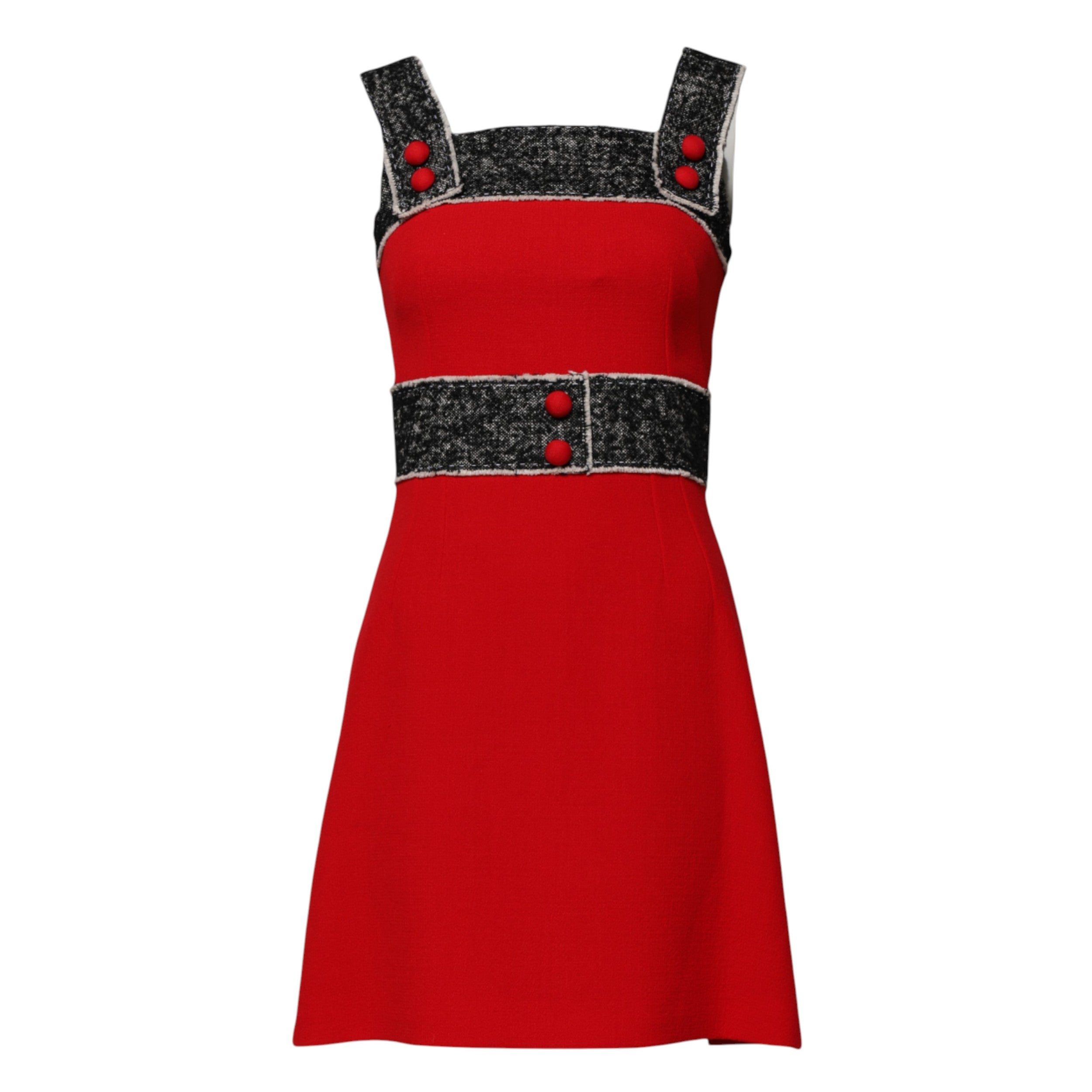 Dolce & Gabbana Red Wool Sleeveless Flared A-Line Mini Dress