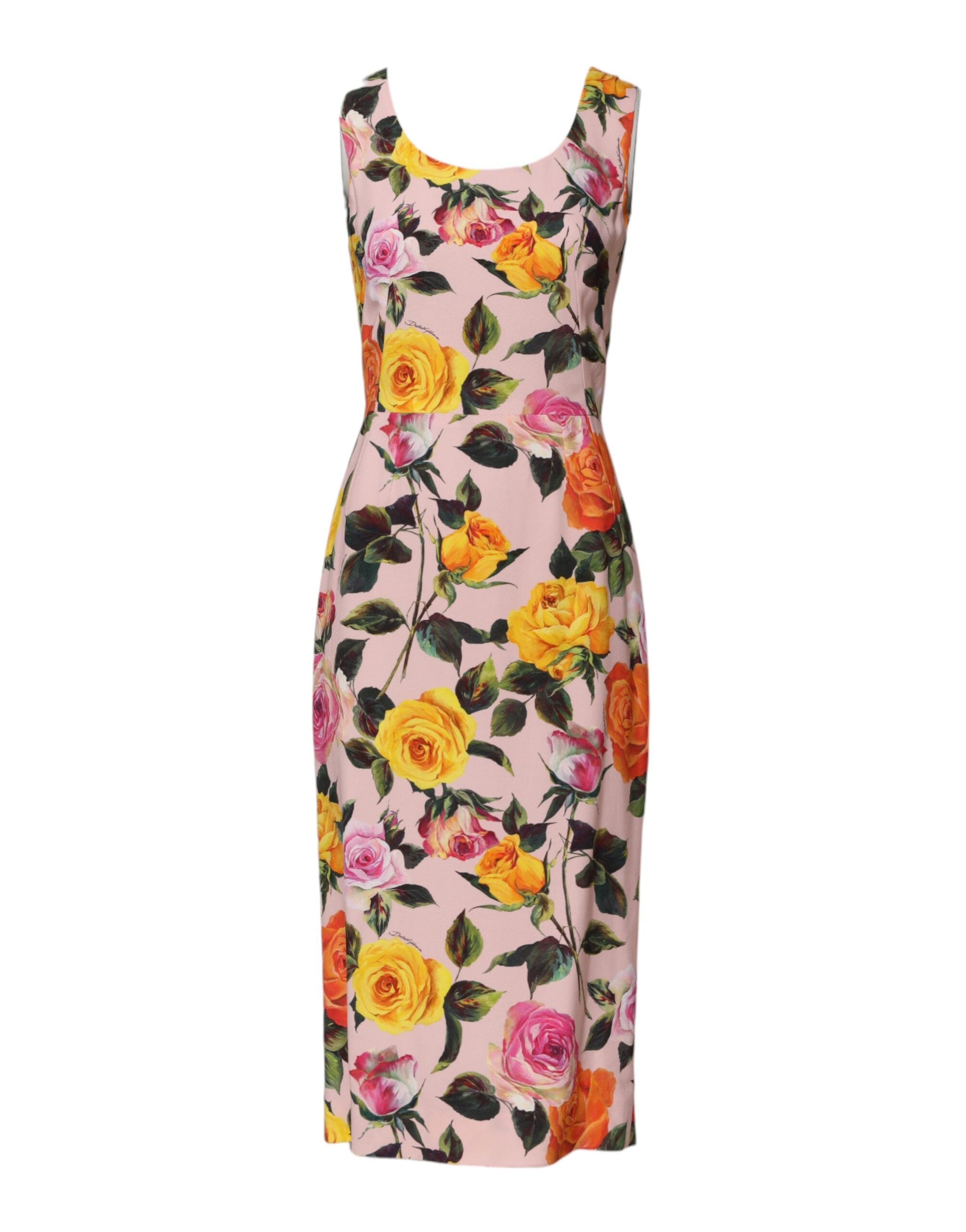 Dolce & Gabbana Multicolor Floral Knielanges Etuikleid