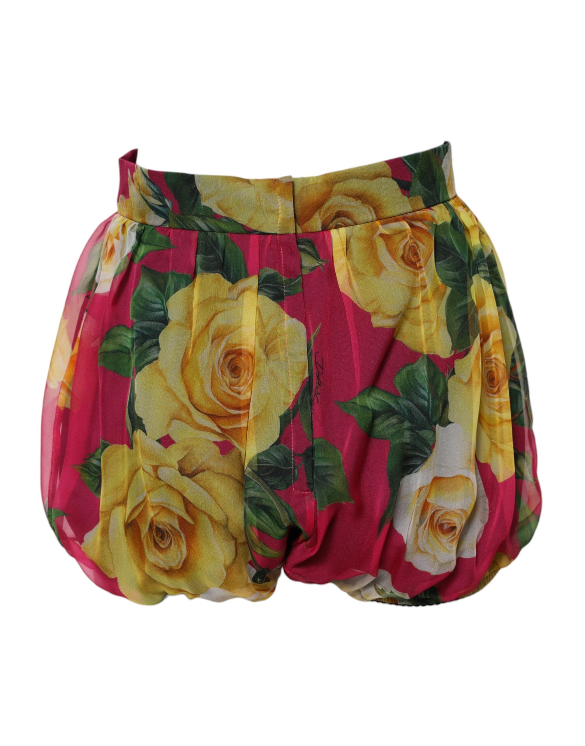 Dolce & Gabbana Red Floral High Waist Women's Hot Pants Shorts