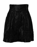 Dolce & Gabbana Black Floral Embroidered High-Waist Silk Shorts