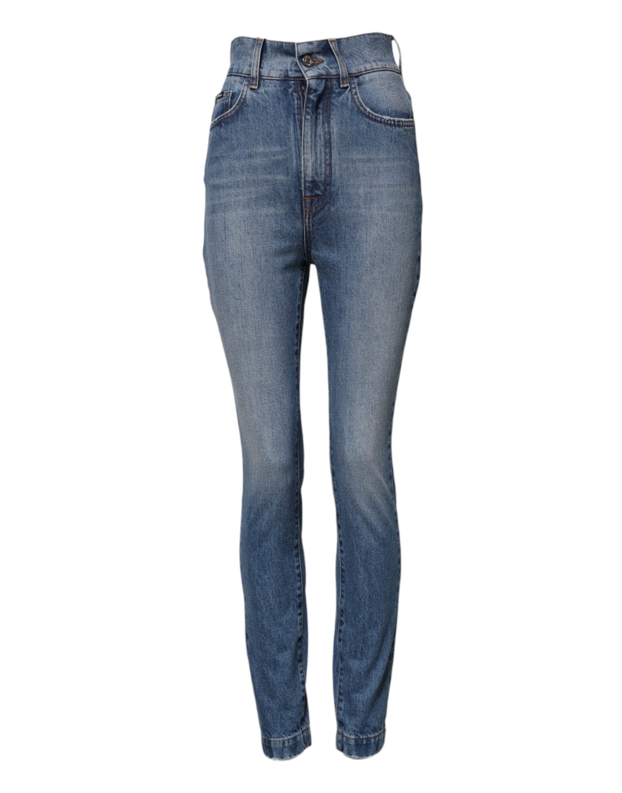 Dolce & Gabbana Blue Washed High-Waisted Skinny Denim Jeans