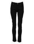 Dolce & Gabbana Schwarze Baumwolle Logo Skinny Mid Waist Denim Jeans
