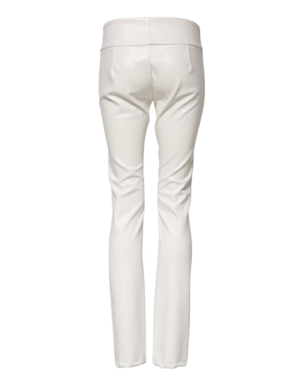Dolce & Gabbana Weiße Polyurethan-Hose mit hoher Taille und konisch zulaufender Hose