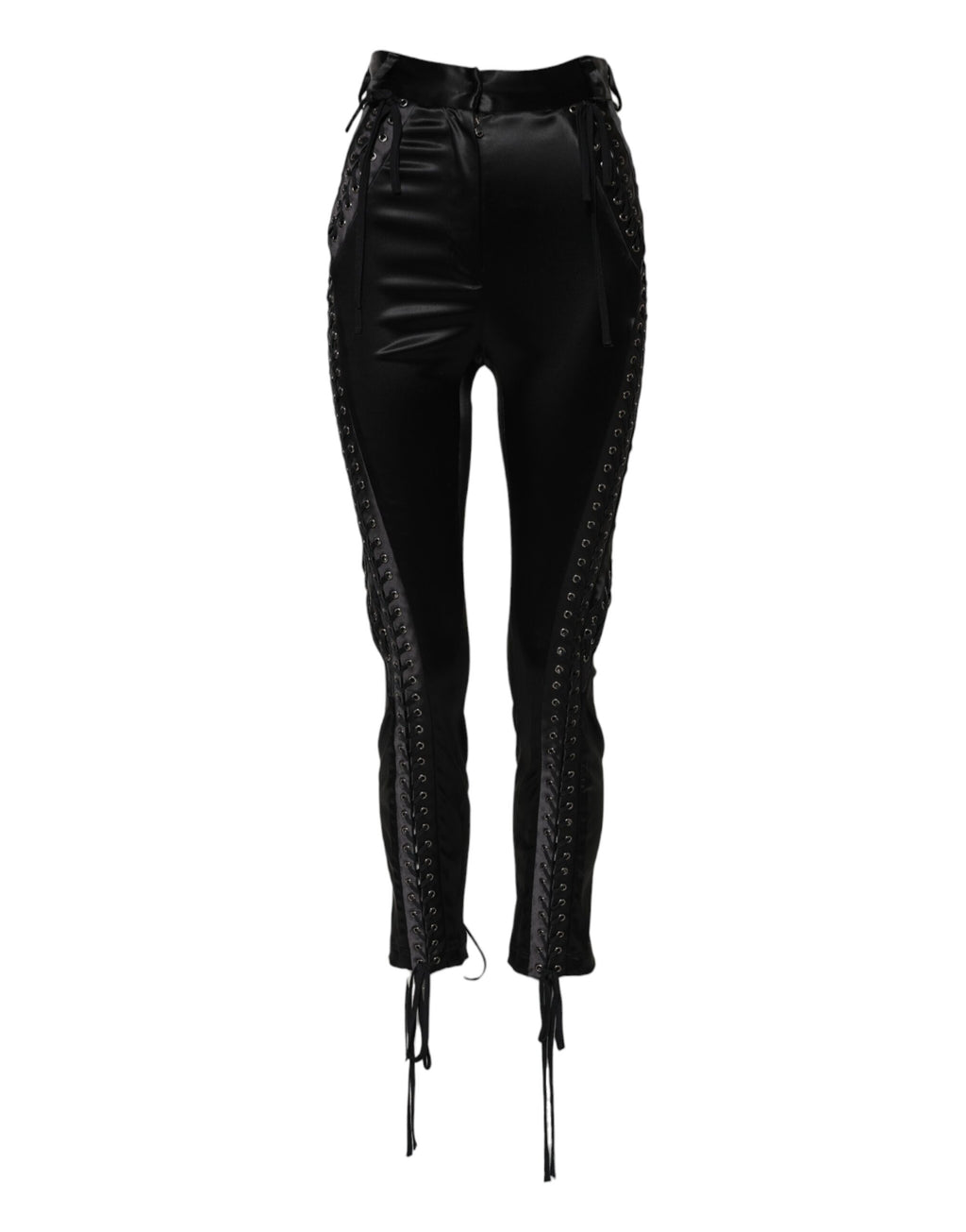 Dolce & Gabbana Black High-Waist Skinny Trousers with Lace Details