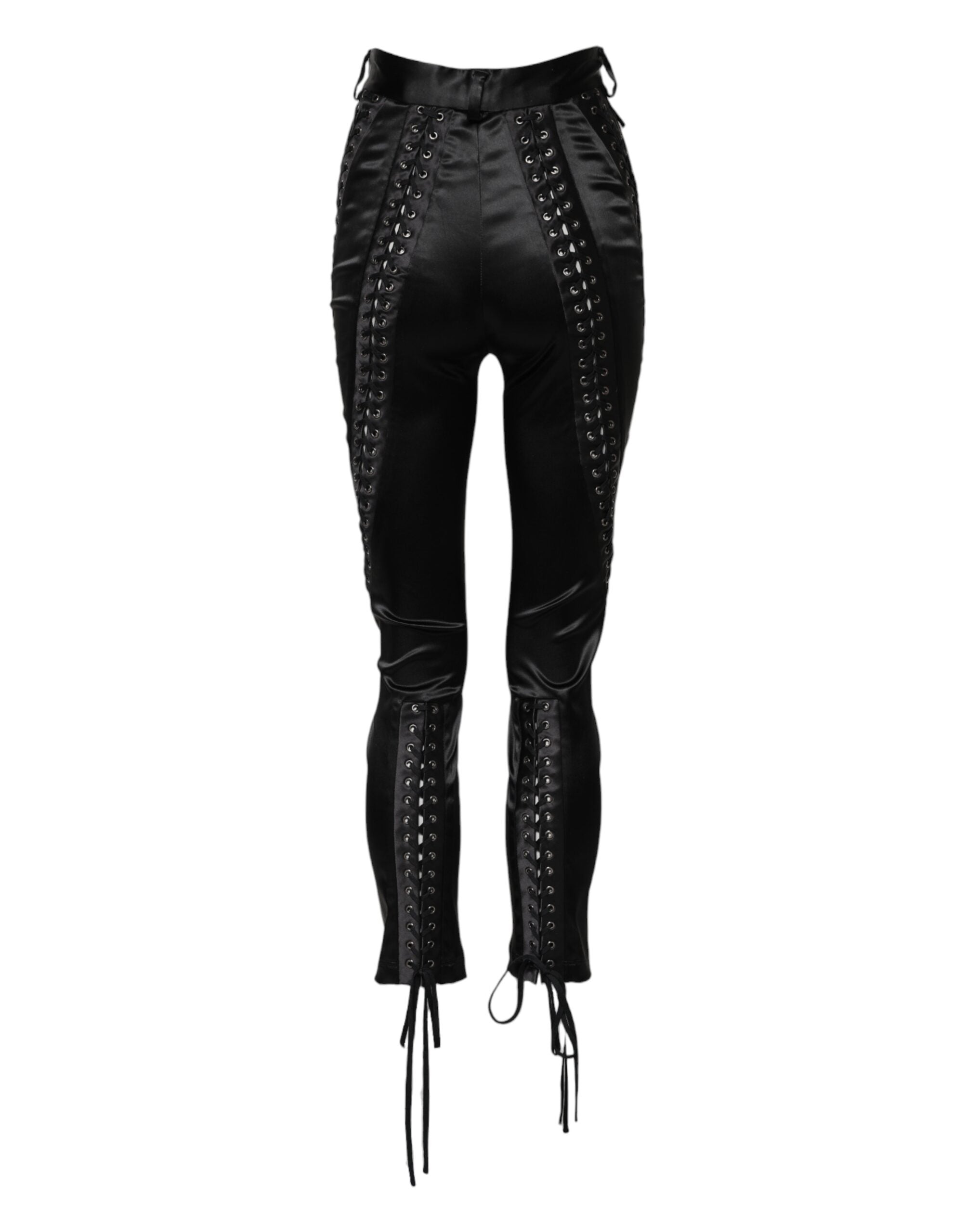 Dolce & Gabbana Black High-Waist Skinny Trousers with Lace Details