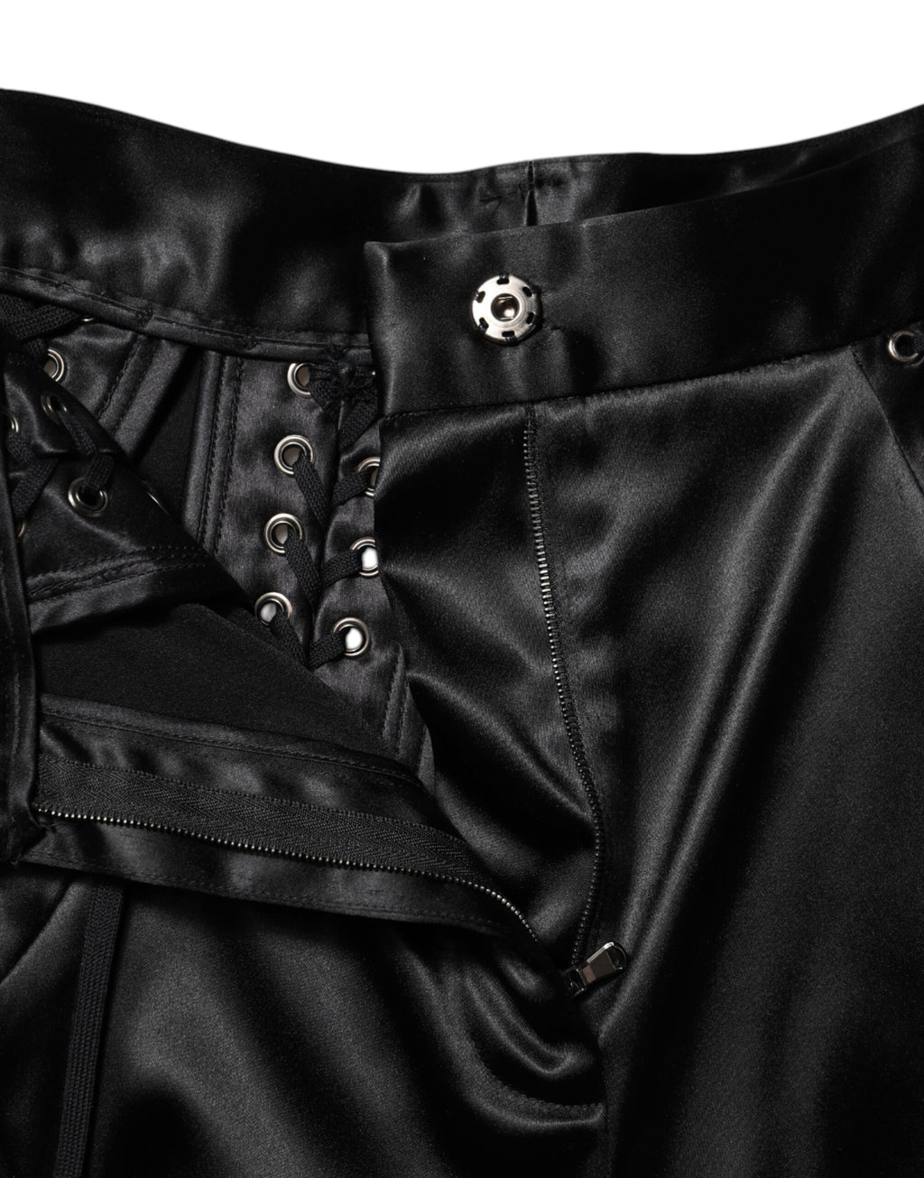 Dolce & Gabbana Black High-Waist Skinny Trousers with Lace Details