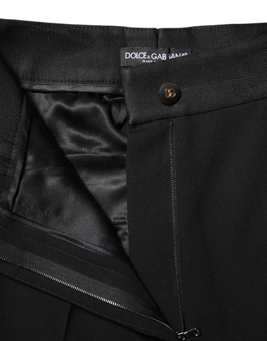 Dolce & Gabbana Black High-Waist Wool Skinny Trousers