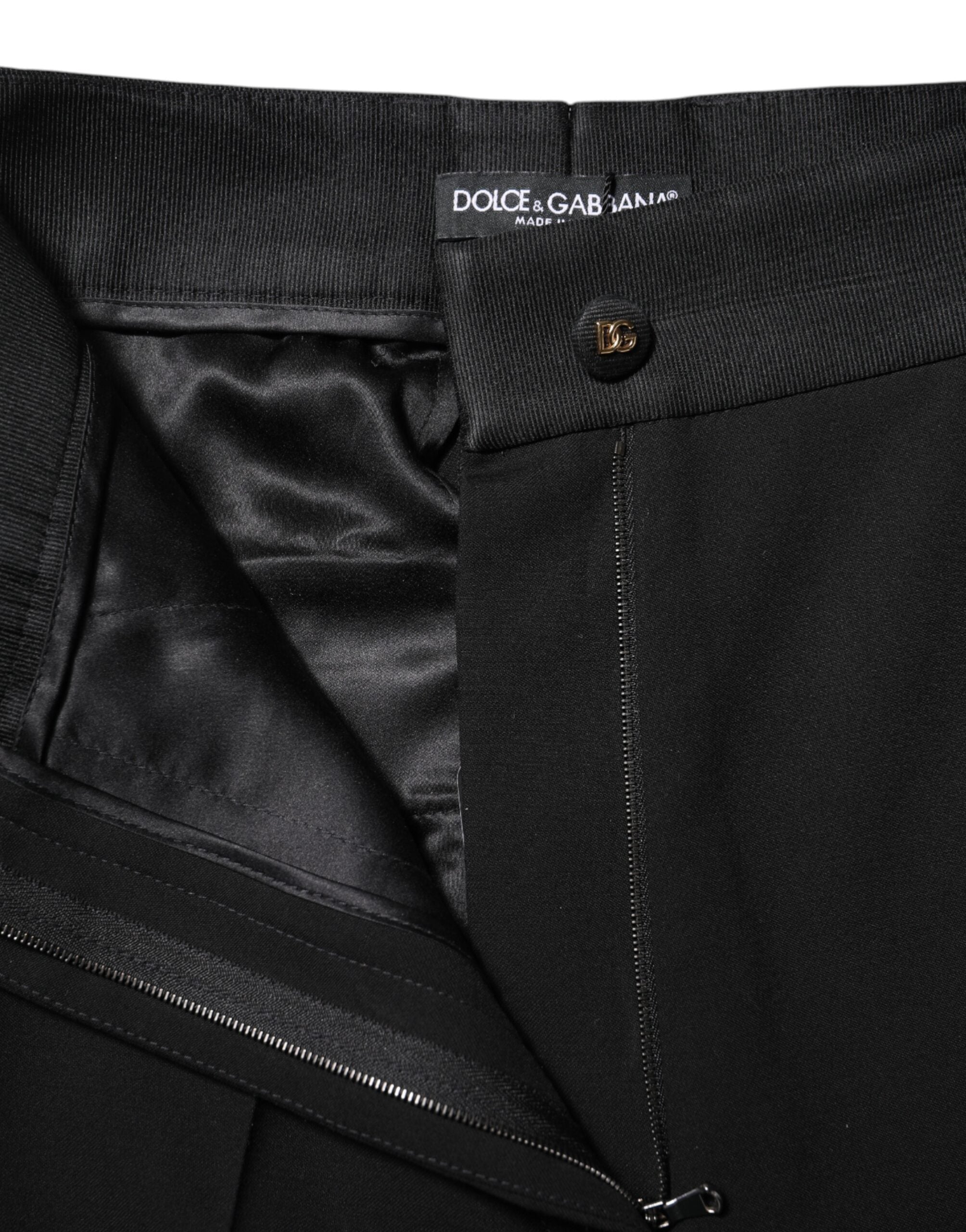 Dolce & Gabbana Black High-Waist Wool Skinny Trousers