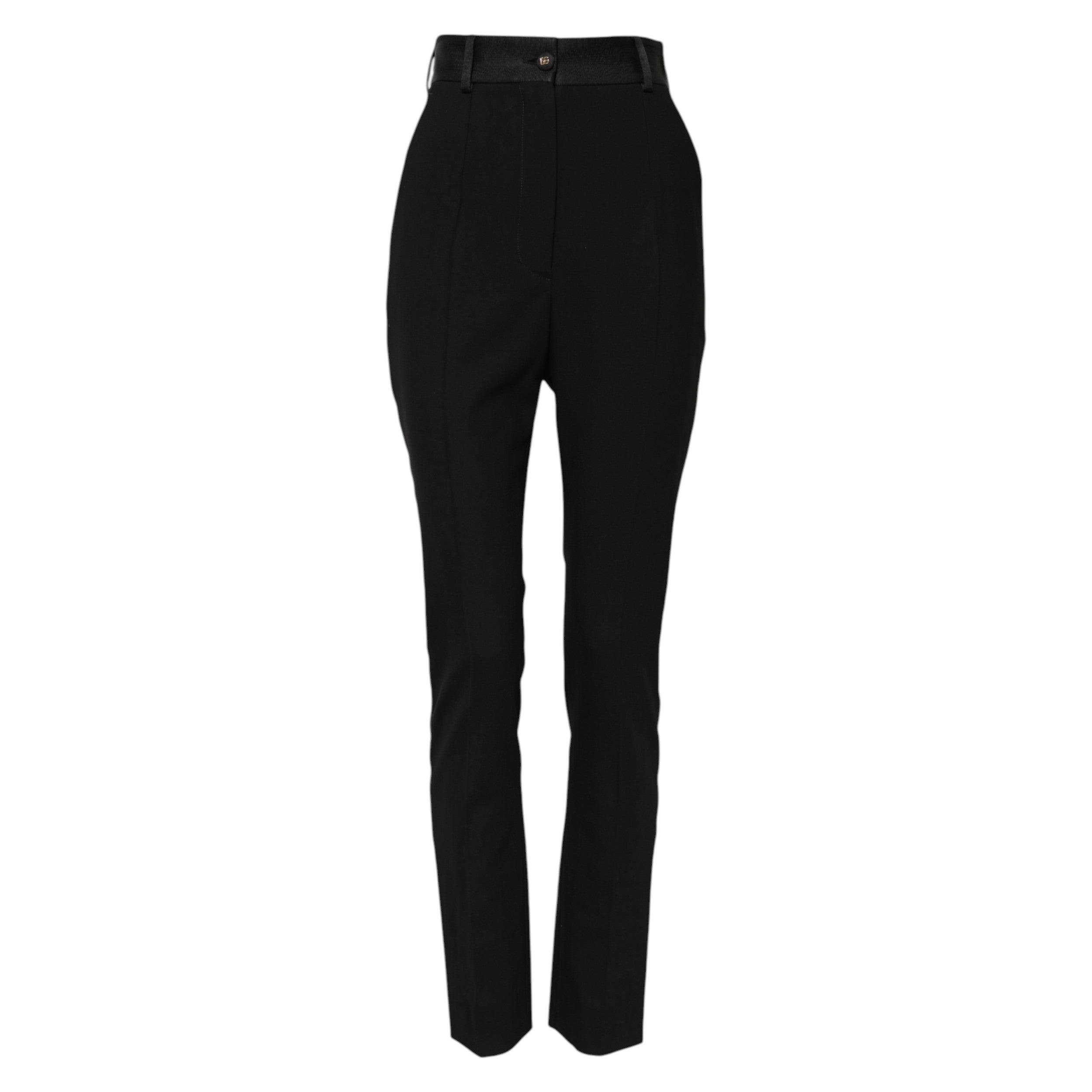Dolce & Gabbana Black High-Waist Wool Skinny Trousers