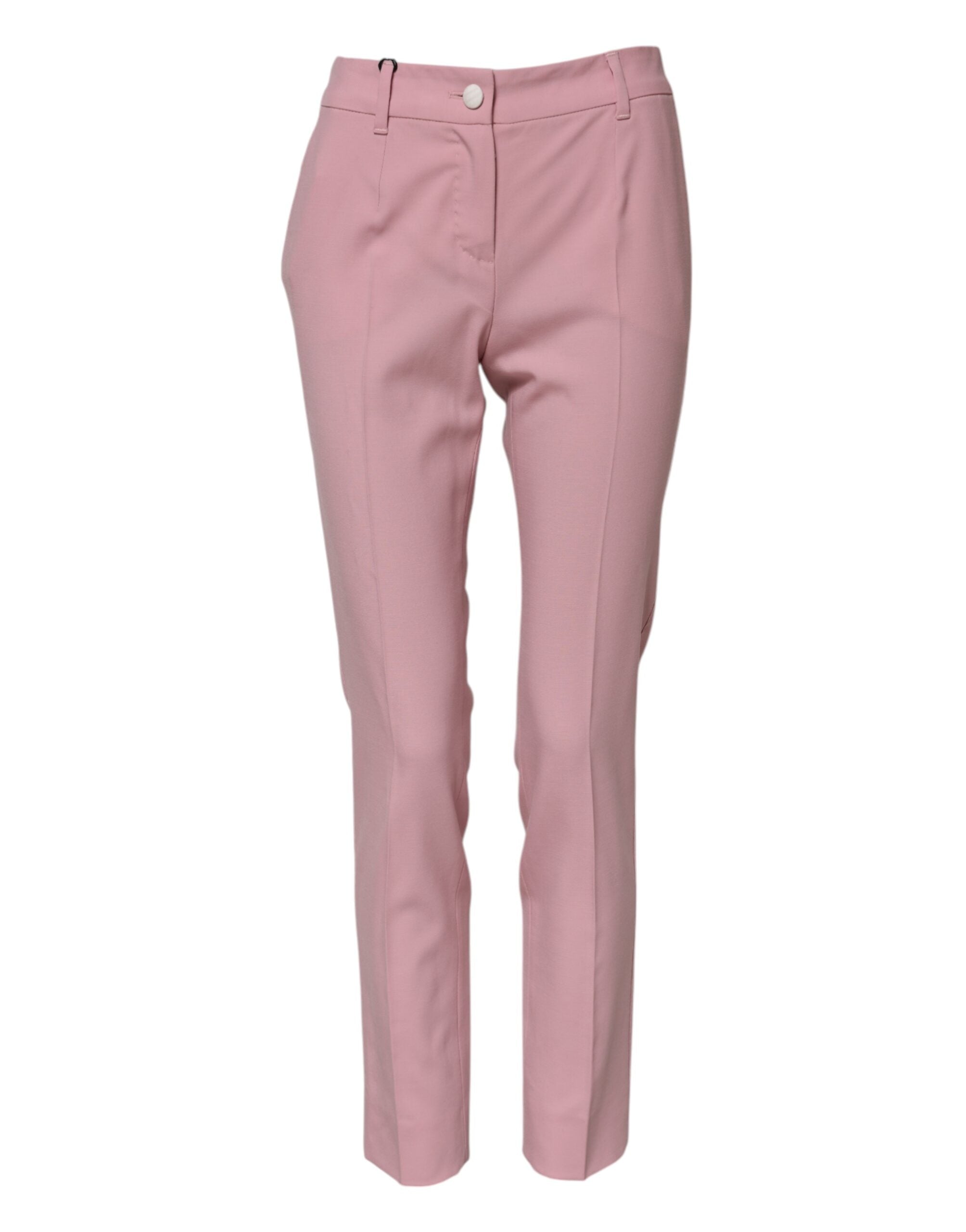 Dolce & Gabbana Pink High-Waisted Tapered Wool Trousers