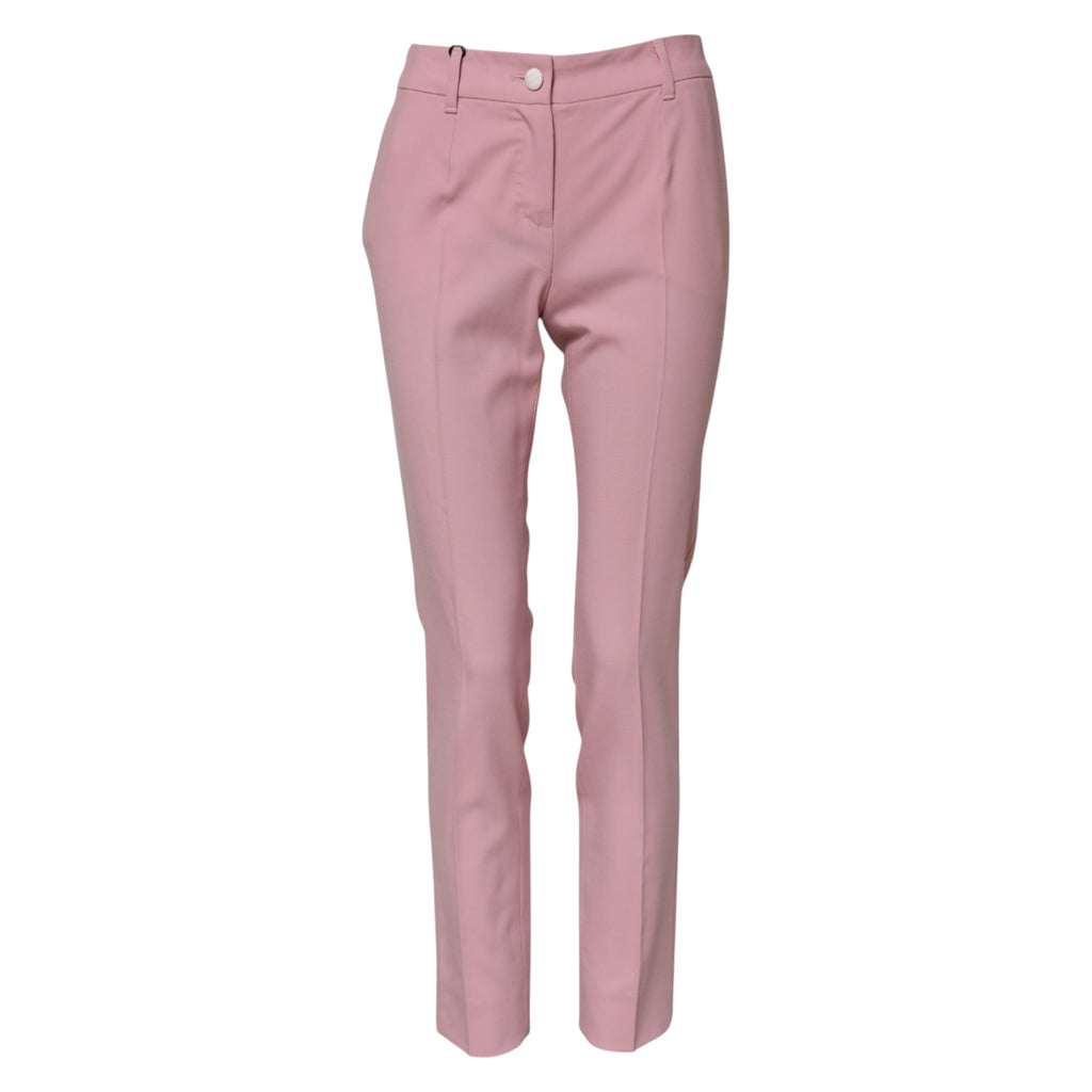 Dolce & Gabbana Pink High-Waisted Tapered Wool Trousers