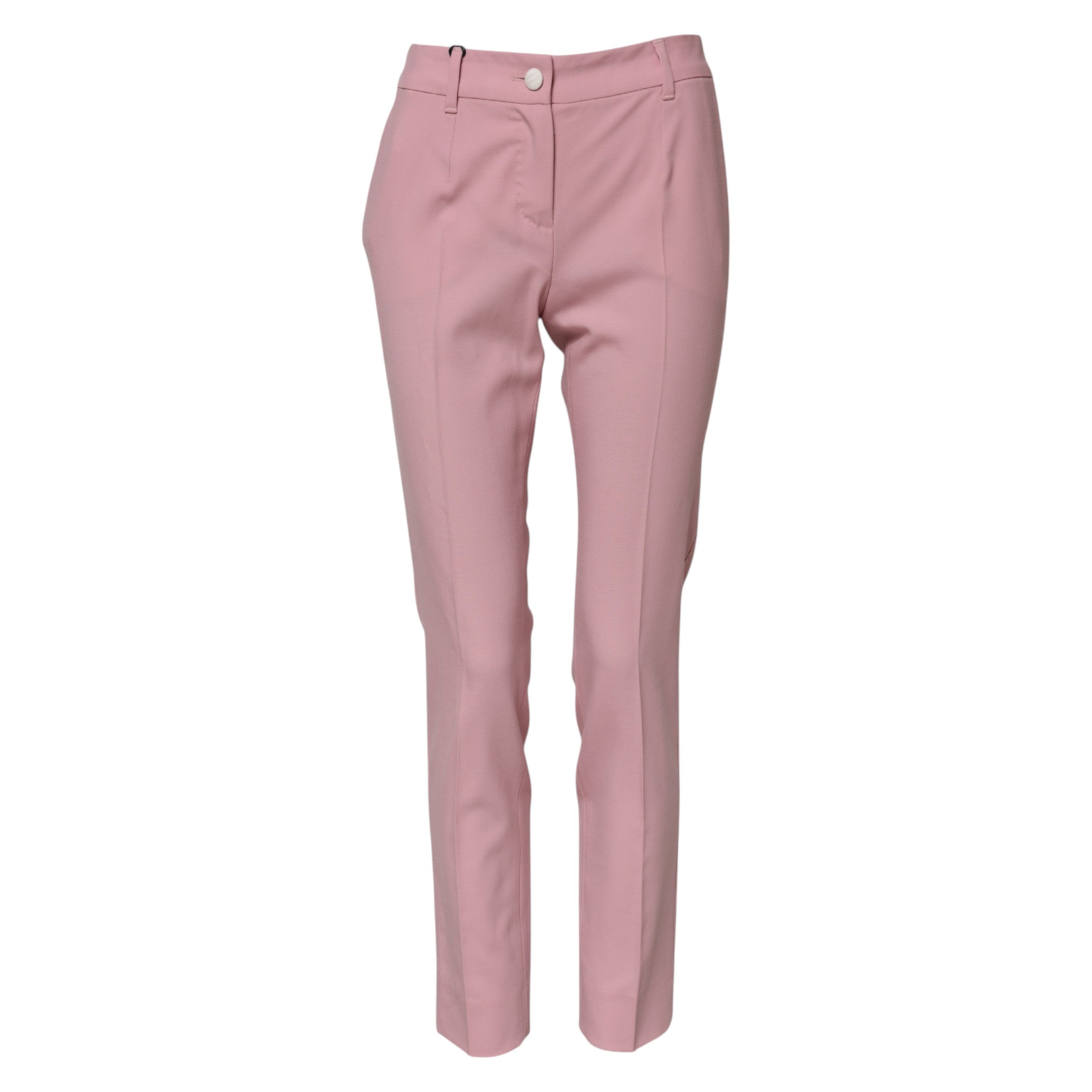 Dolce & Gabbana Pink High-Waisted Tapered Wool Trousers