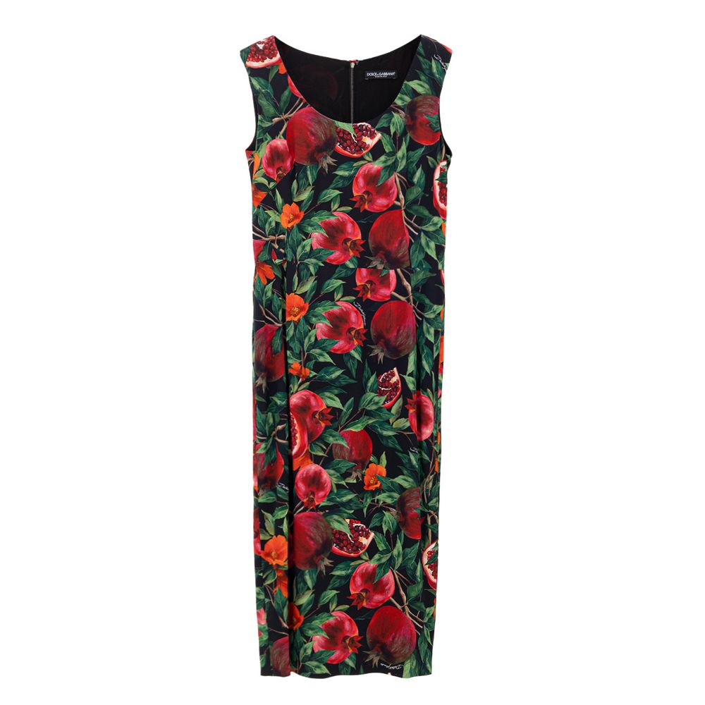 Dolce & Gabbana Langes Viskose-Kleid in Bicolor-Optik