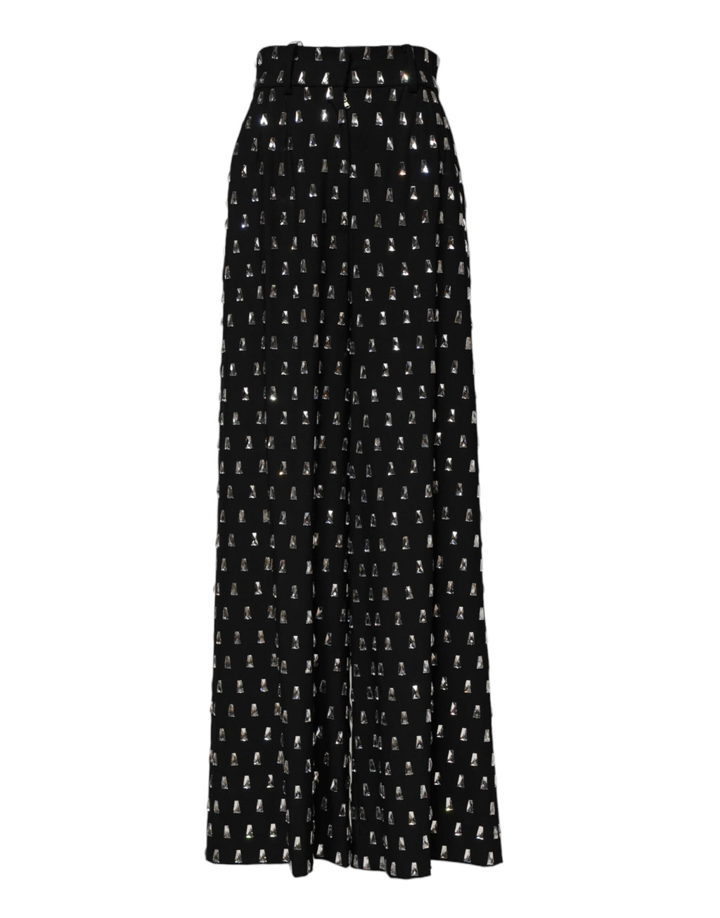 Dolce & Gabbana Schwarze, kristallverzierte Hose mit weitem Bein