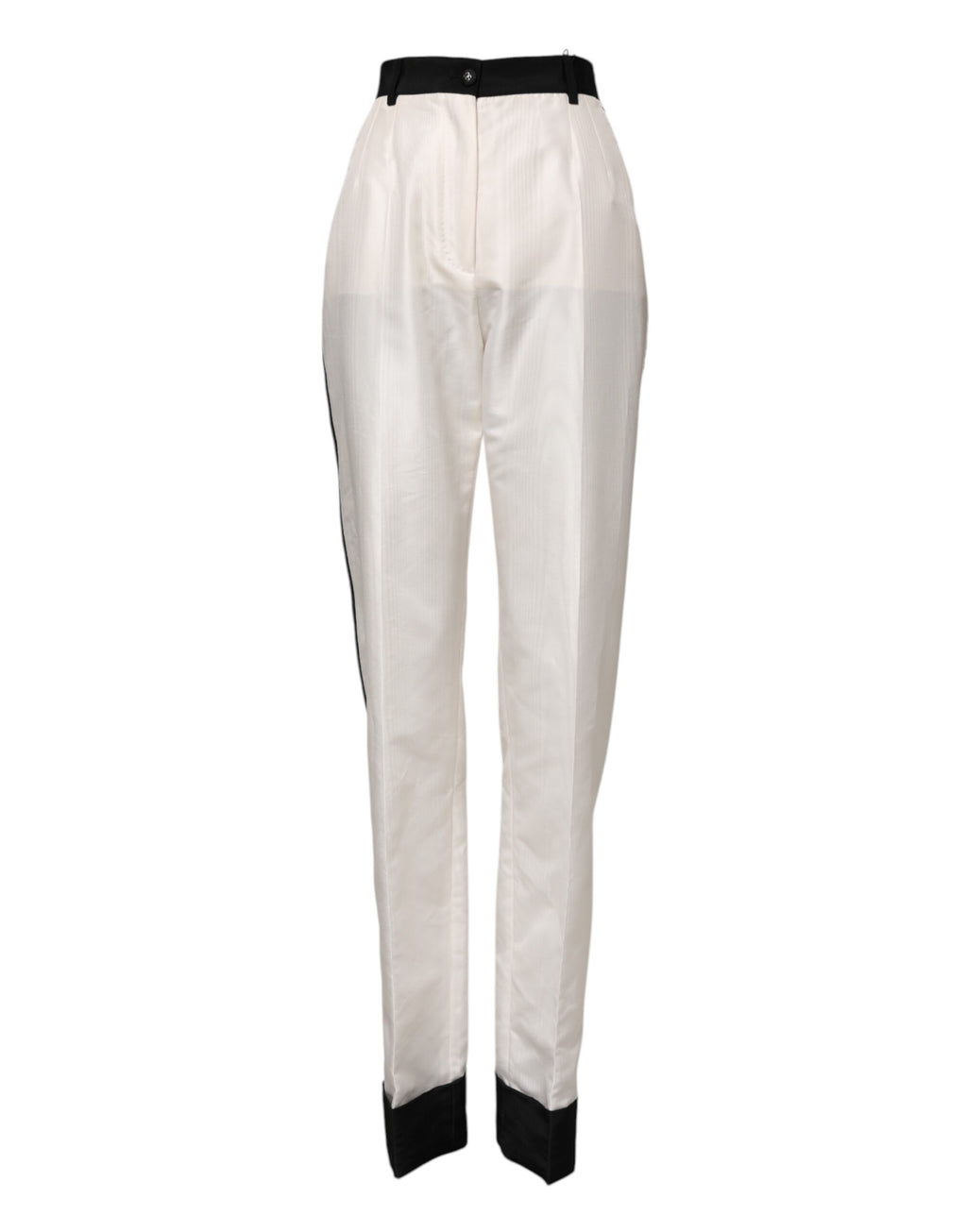 Dolce & Gabbana White High-Waisted Straight-Leg Trousers
