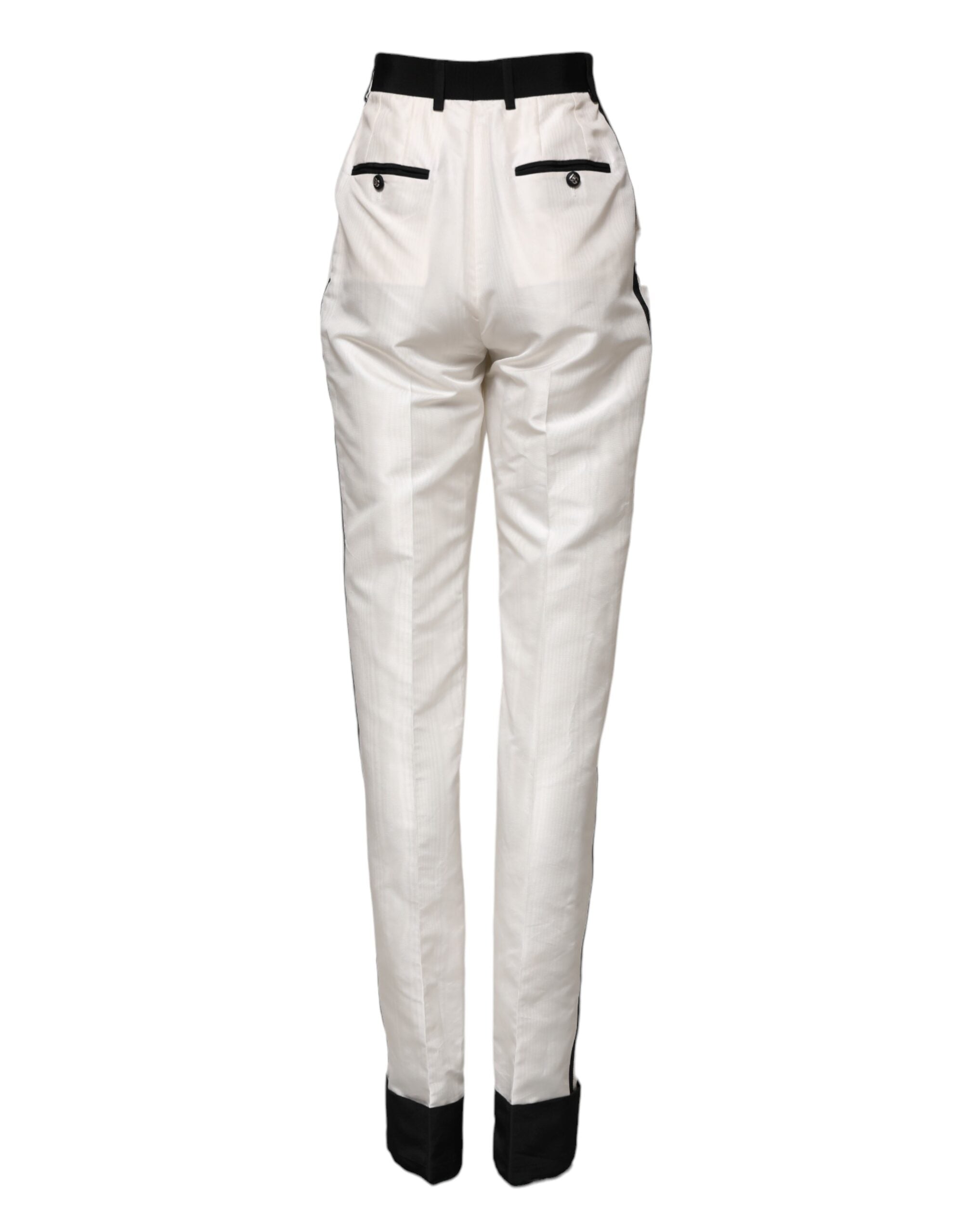 Dolce & Gabbana White High-Waisted Straight-Leg Trousers