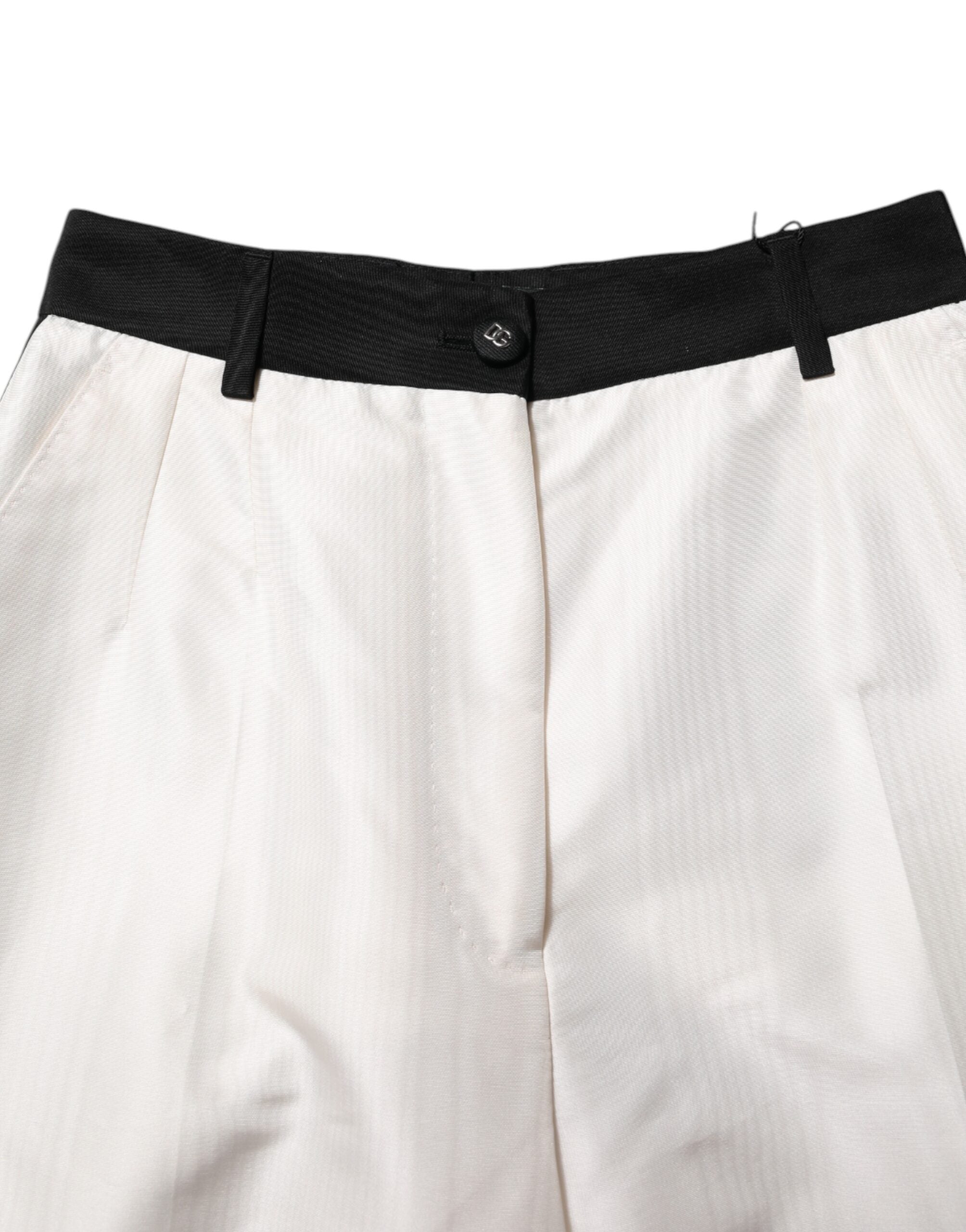 Dolce & Gabbana White High-Waisted Straight-Leg Trousers
