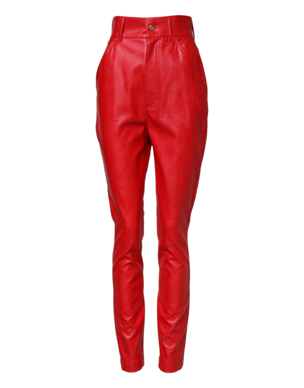 Dolce & Gabbana Red High Waist Tapered Viscose Trousers