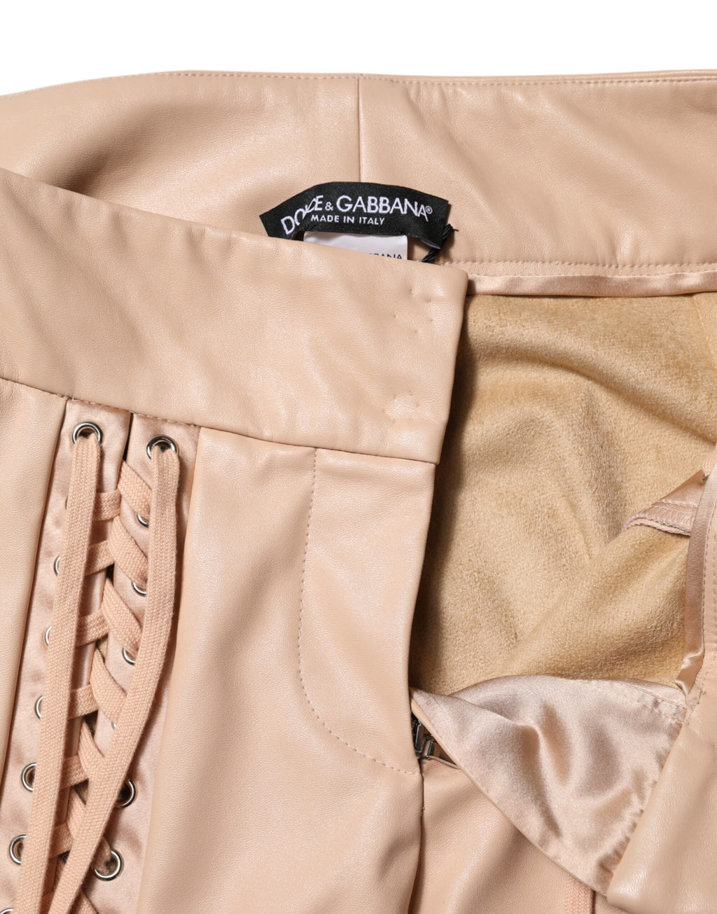 Dolce & Gabbana Beige Lace Detail Mid-Rise Skinny Trousers