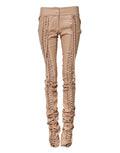 Dolce & Gabbana Beige Lace Detail Mid-Rise Skinny Trousers