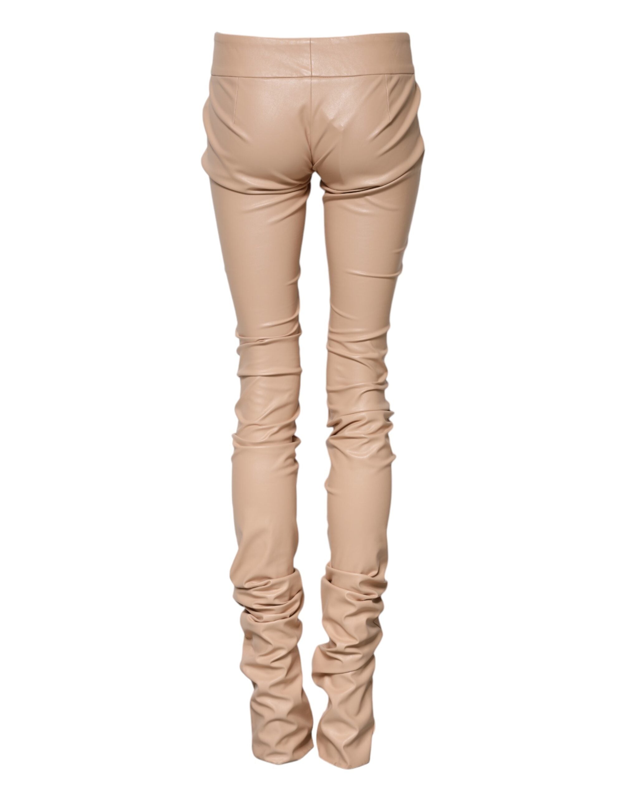 Dolce & Gabbana Beige Lace Detail Mid-Rise Skinny Trousers
