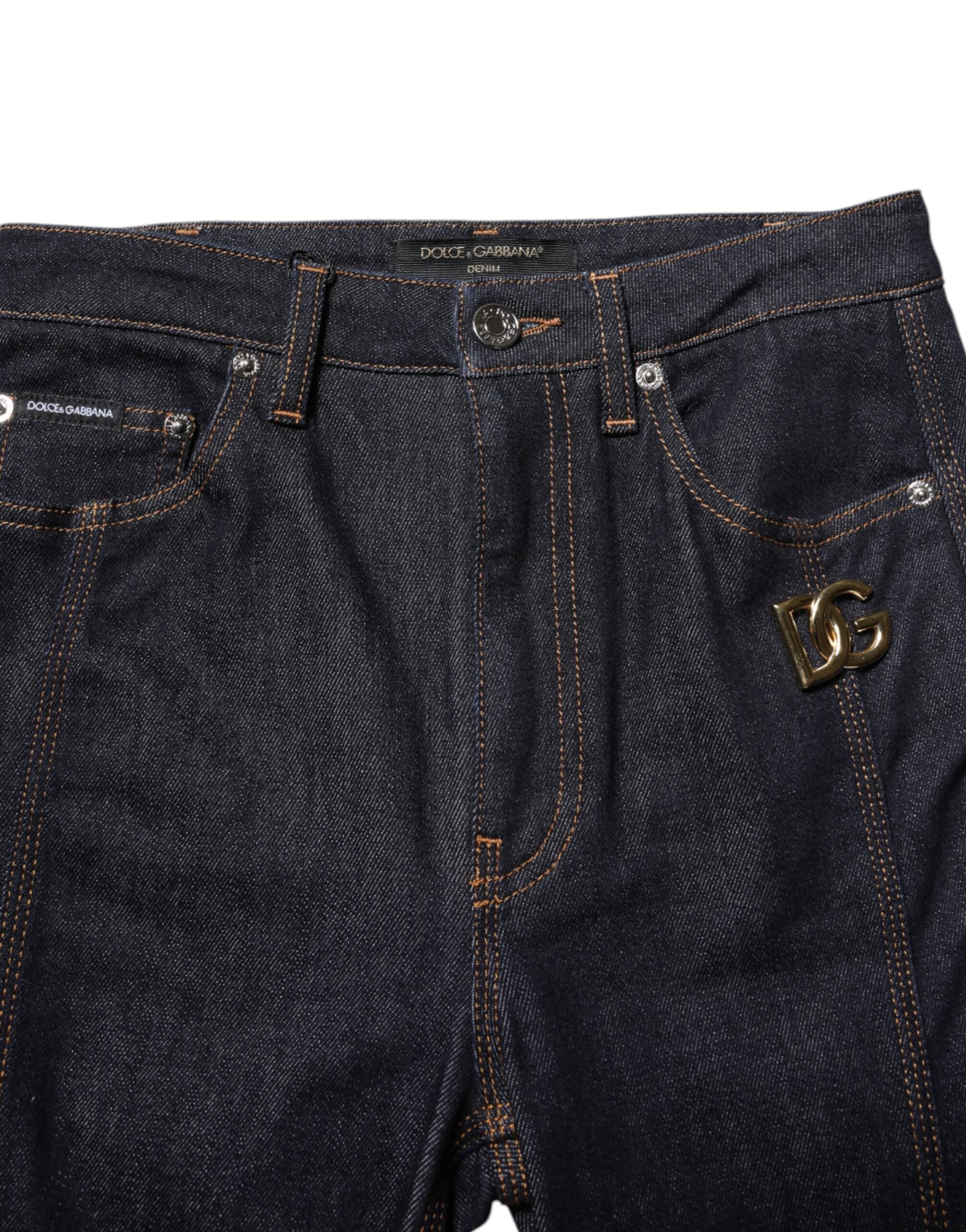 Dolce & Gabbana Black Cotton Mid-Rise Bootcut Denim Jeans