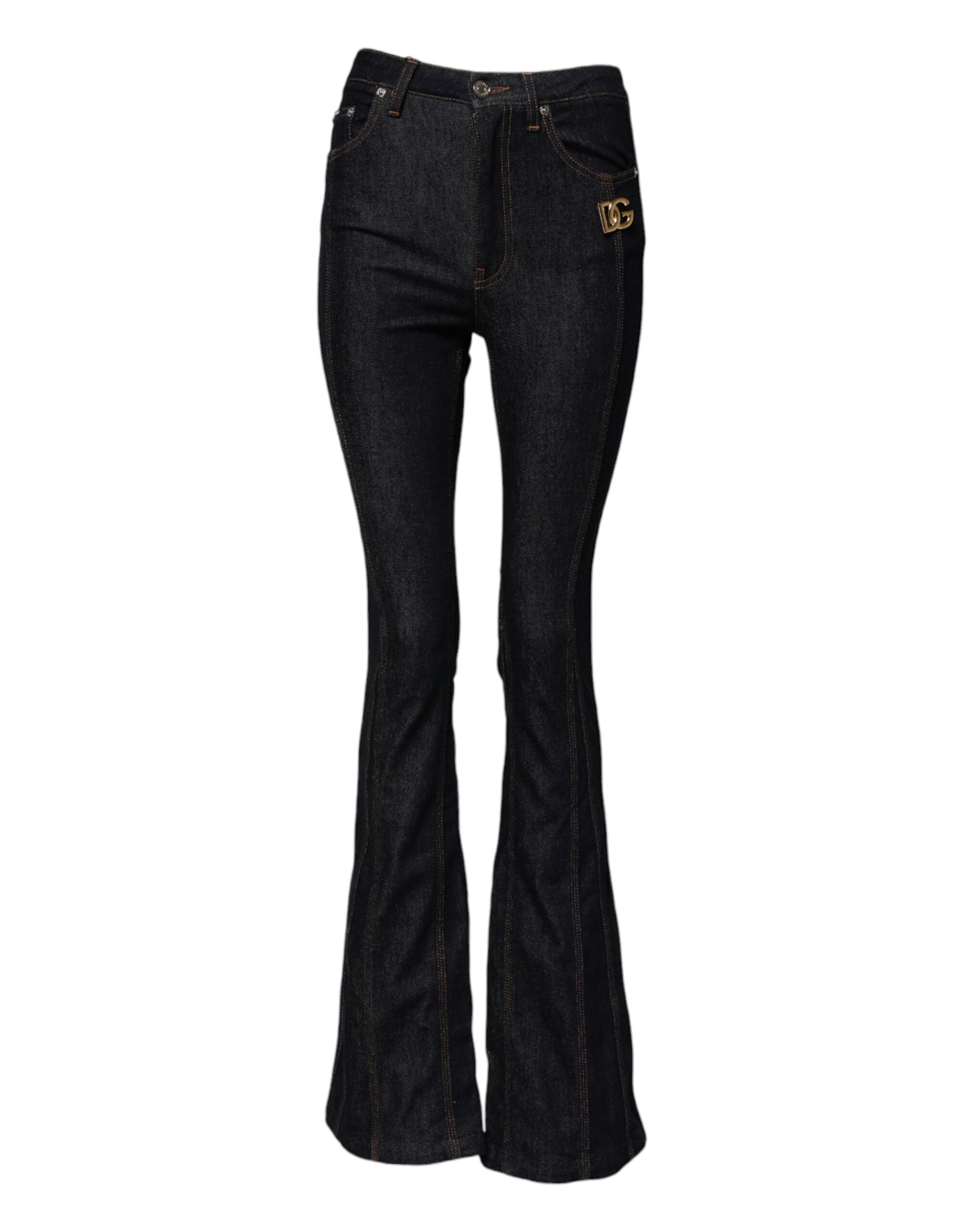 Dolce & Gabbana Black Cotton Mid-Rise Bootcut Denim Jeans