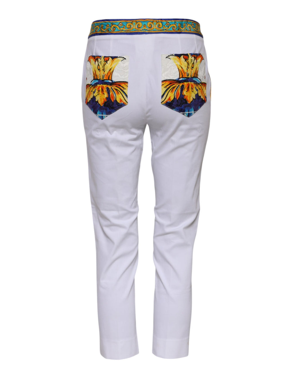 Dolce & Gabbana White Tapered Cotton Mid-Rise Trousers