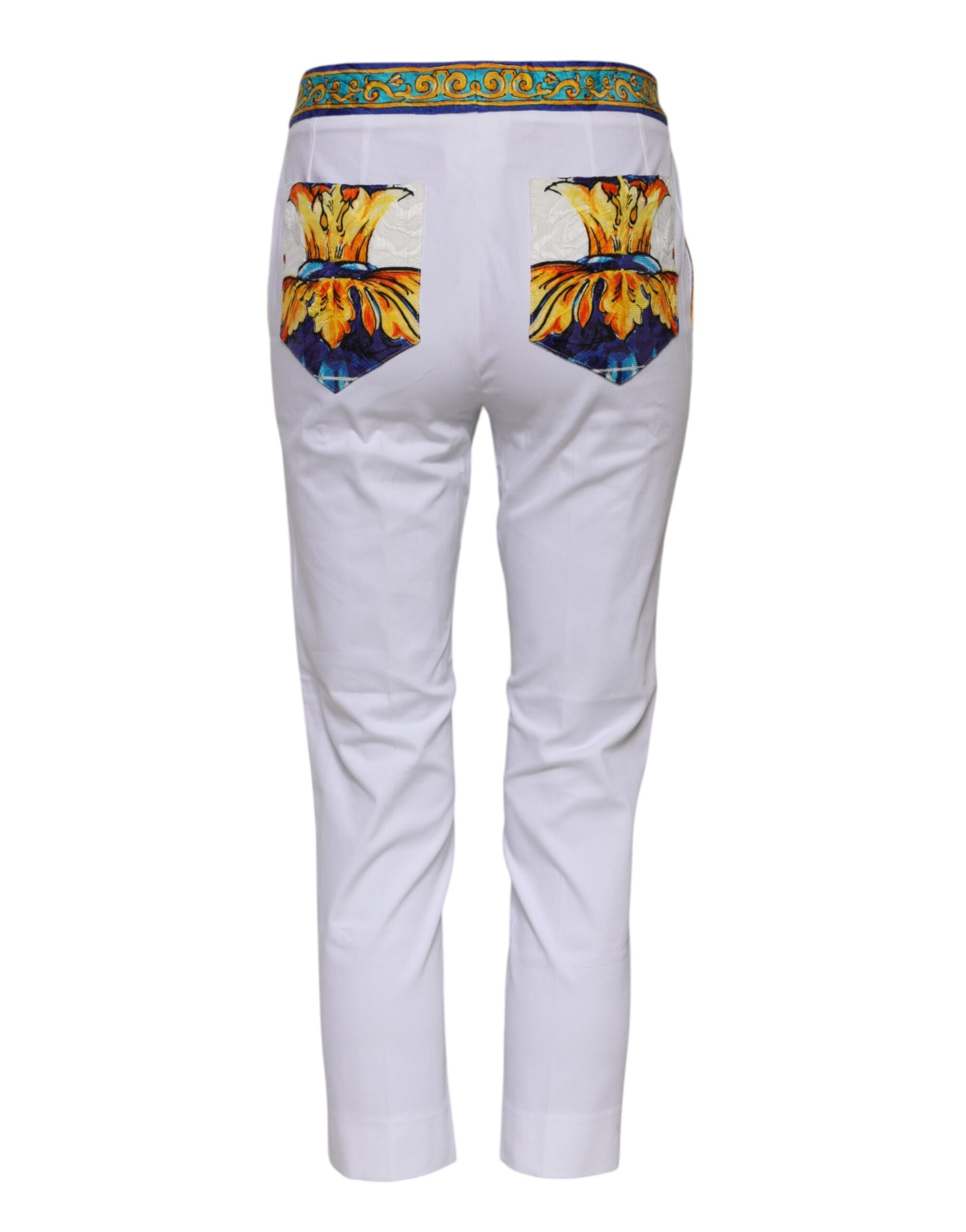 Dolce & Gabbana White Tapered Cotton Mid-Rise Trousers