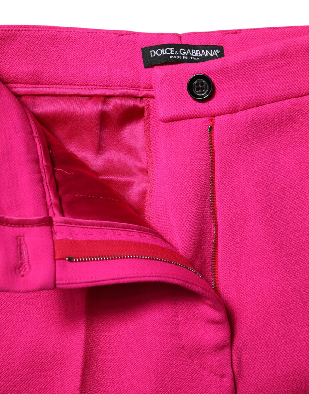 Dolce & Gabbana Fuchsia Pink High-Waisted Trousers with Slim Waistband