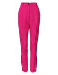 Dolce & Gabbana Fuchsia Pink High-Waisted Trousers with Slim Waistband