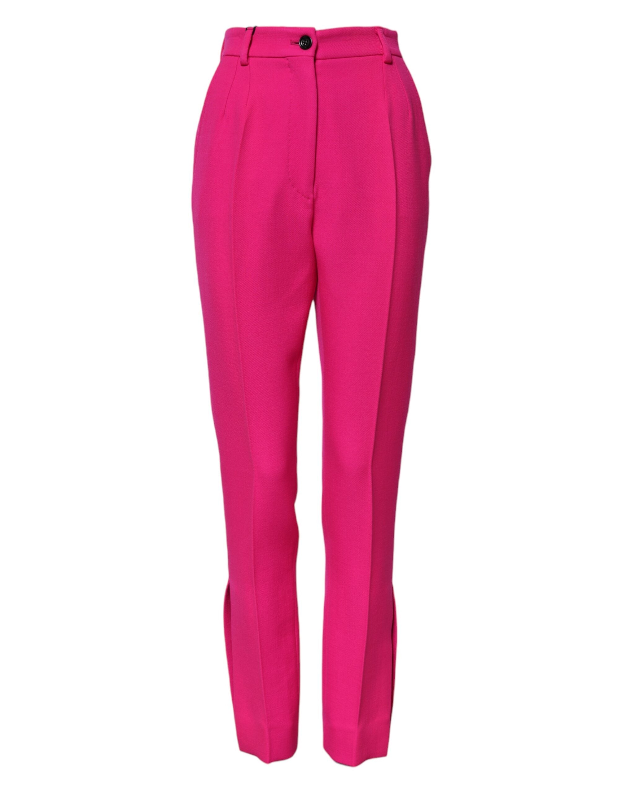 Dolce & Gabbana Fuchsia Pink High-Waisted Trousers with Slim Waistband