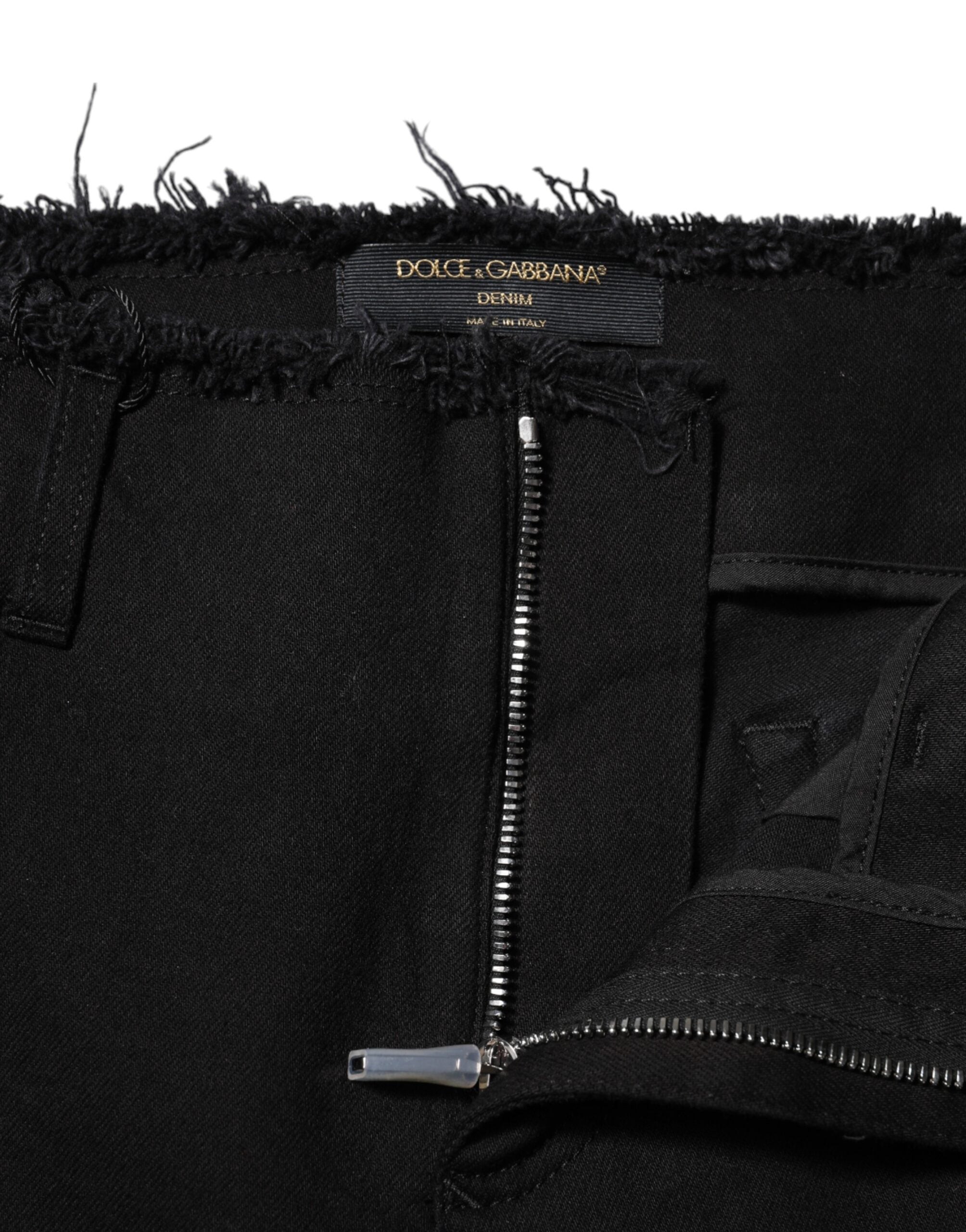 Dolce & Gabbana Black Mid-Rise Cotton Denim Jeans