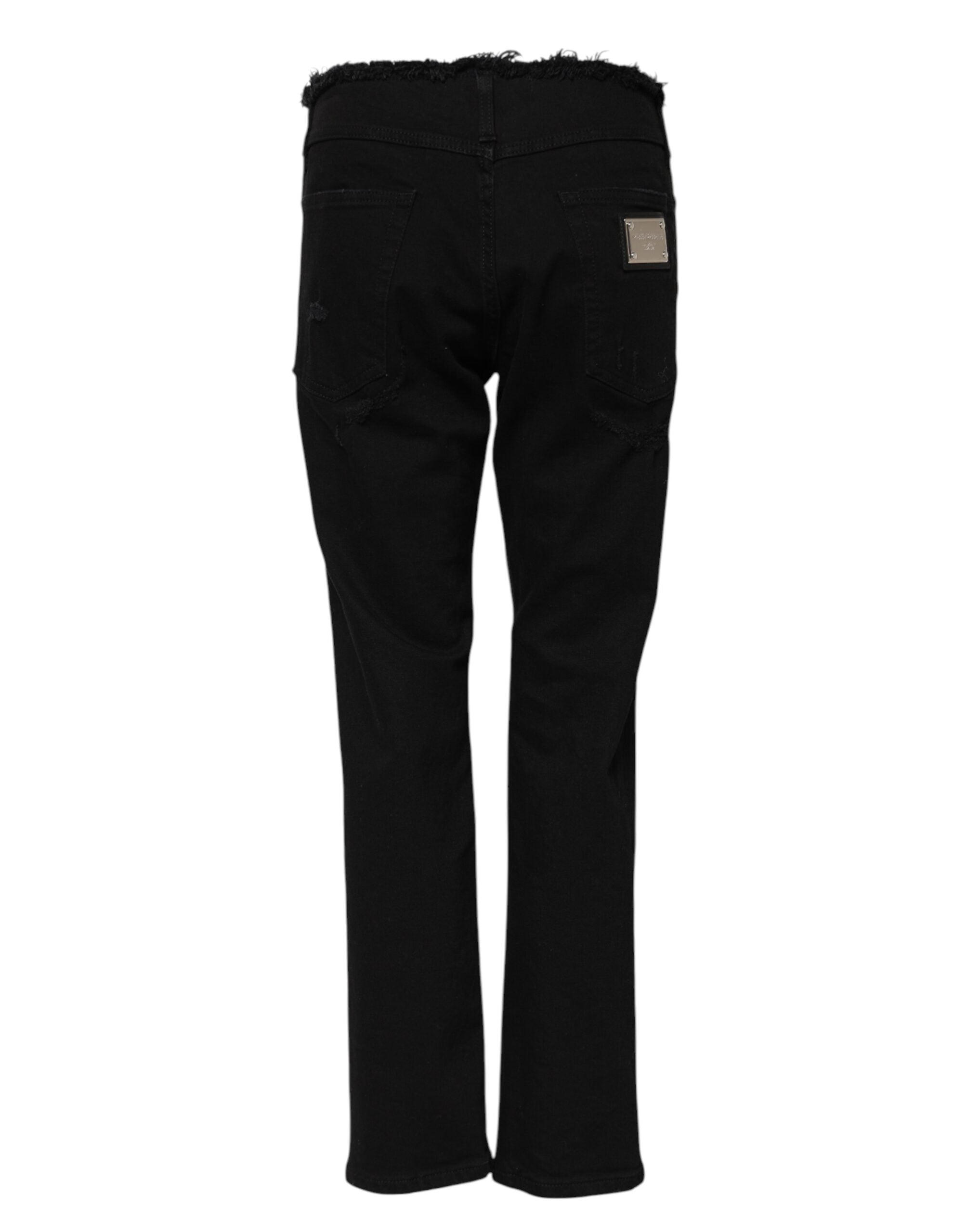 Dolce & Gabbana Black Mid-Rise Cotton Denim Jeans