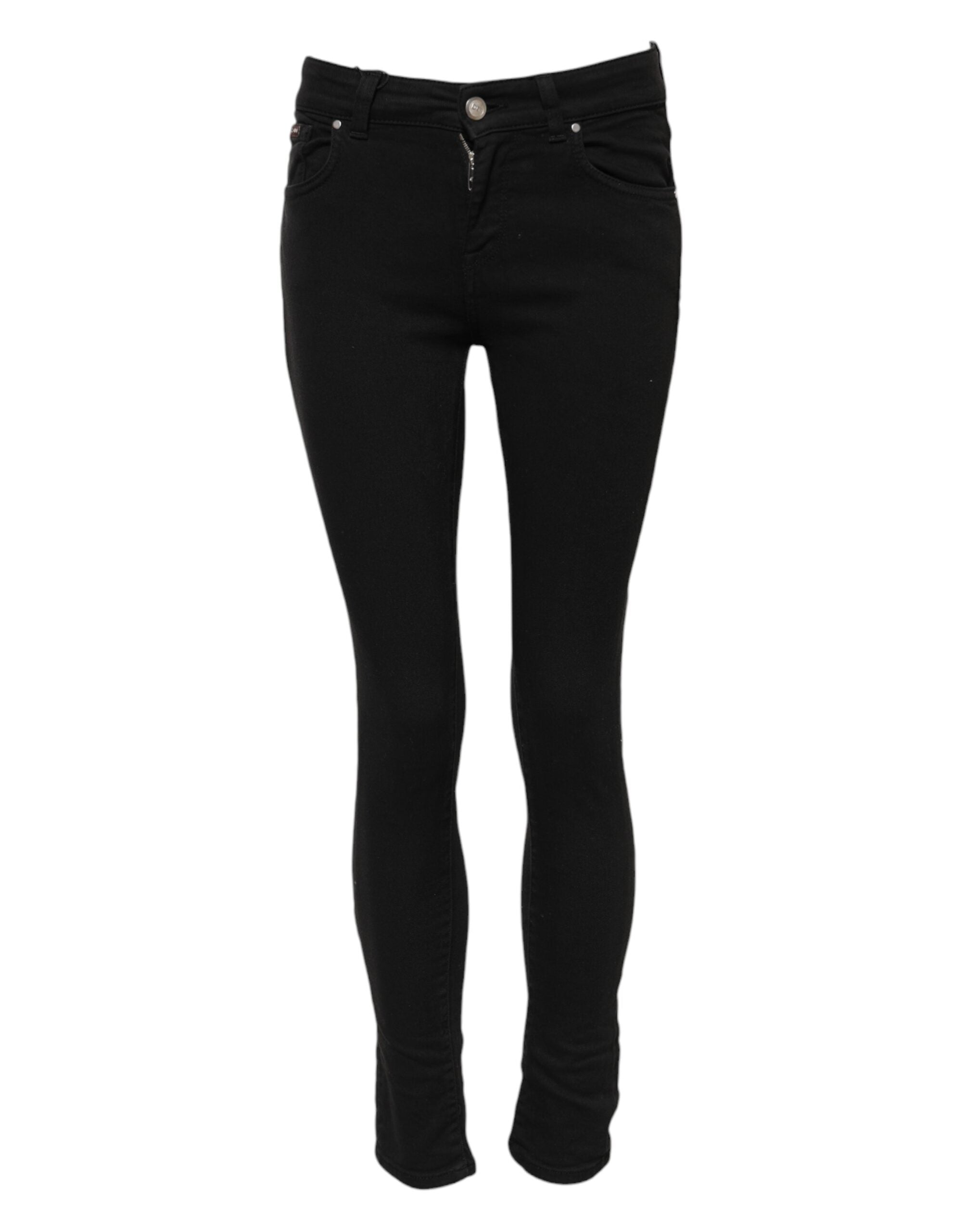 Dolce & Gabbana Black Mid-Rise Cotton Skinny Denim Jeans