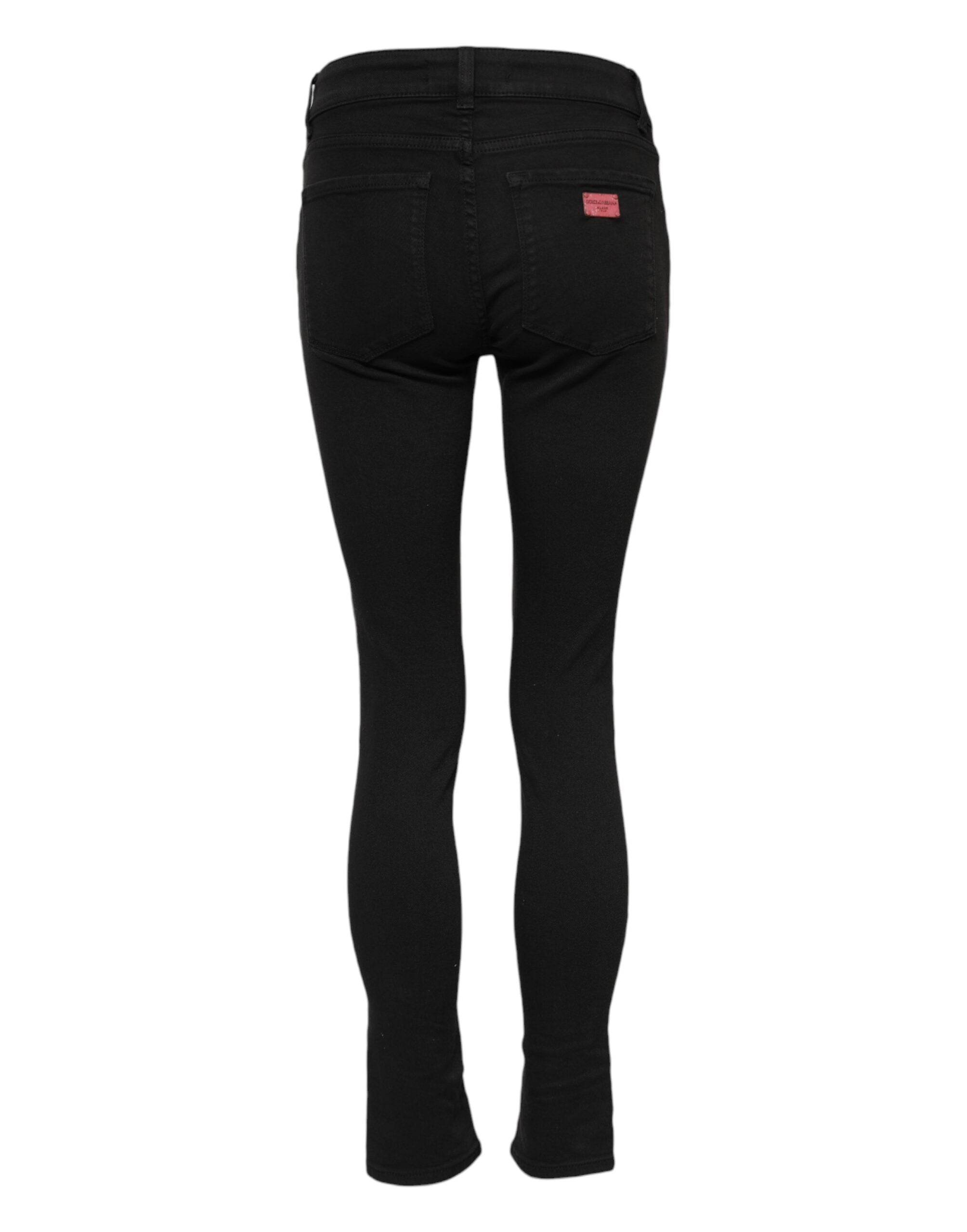 Dolce & Gabbana Black Mid-Rise Cotton Skinny Denim Jeans