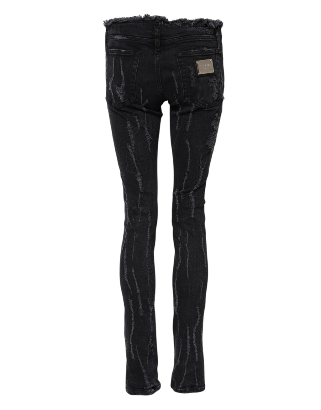 Dolce & Gabbana Schwarze zerfledderte Skinny Denim Jeans aus Baumwolle