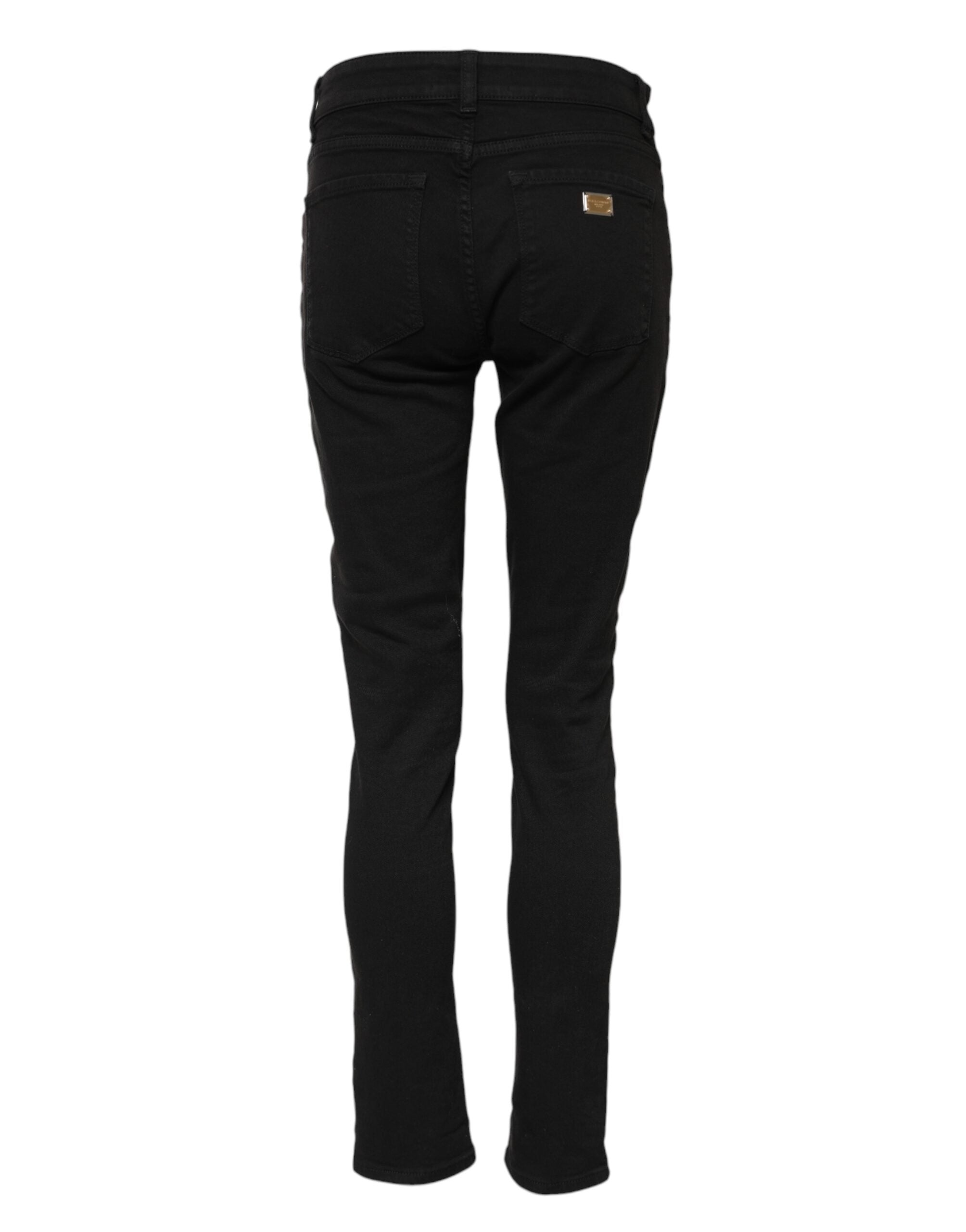 Dolce & Gabbana Black Mid-Rise Cotton Skinny Denim Jeans
