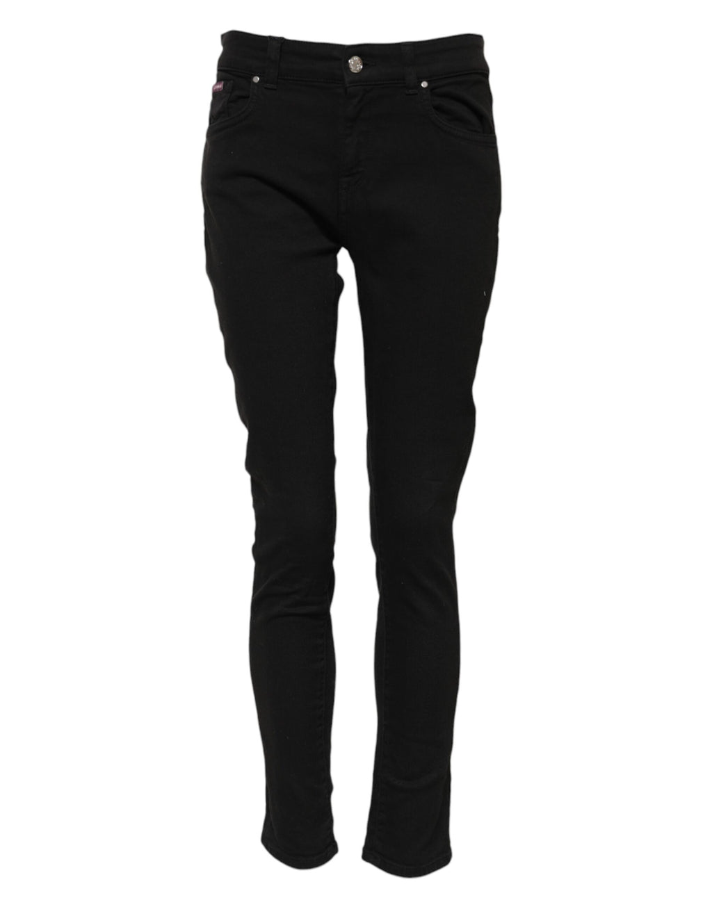 Dolce & Gabbana Schwarze Baumwolle Logo Skinny Mid Waist Denim Jeans