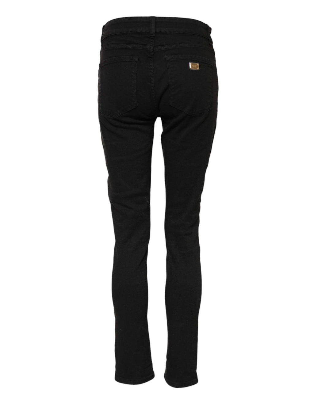 Dolce & Gabbana Schwarze Baumwolle Logo Skinny Mid Waist Denim Jeans