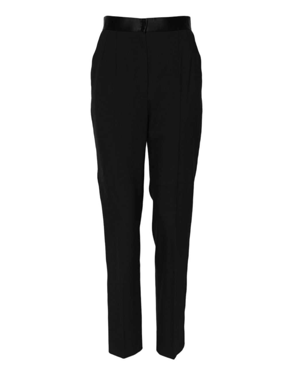 Dolce & Gabbana Black High-Waist Tapered Wool Trousers
