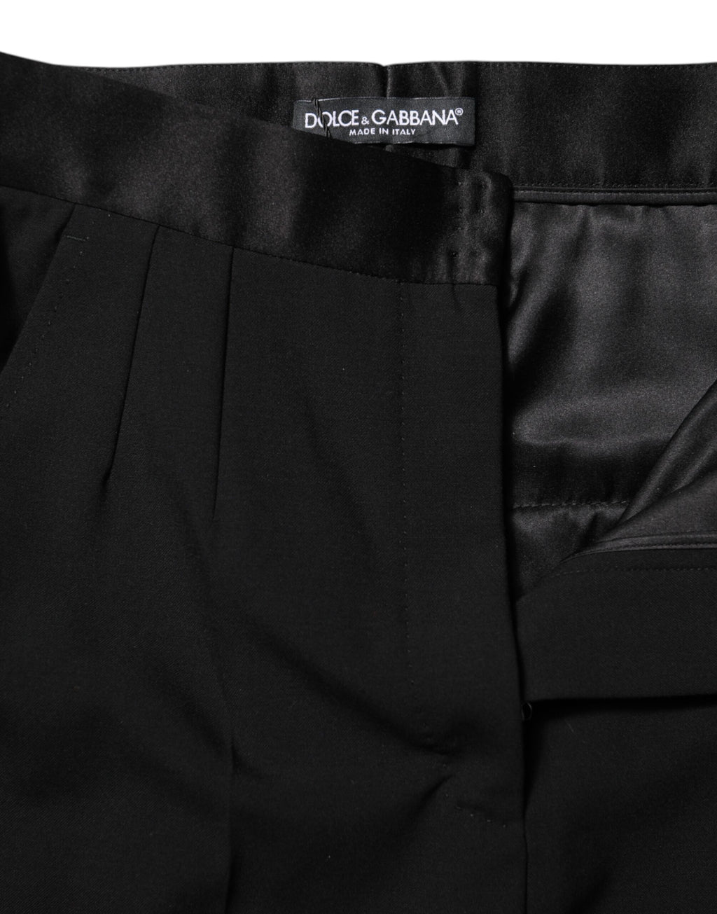 Dolce & Gabbana Black High-Waist Tapered Wool Trousers