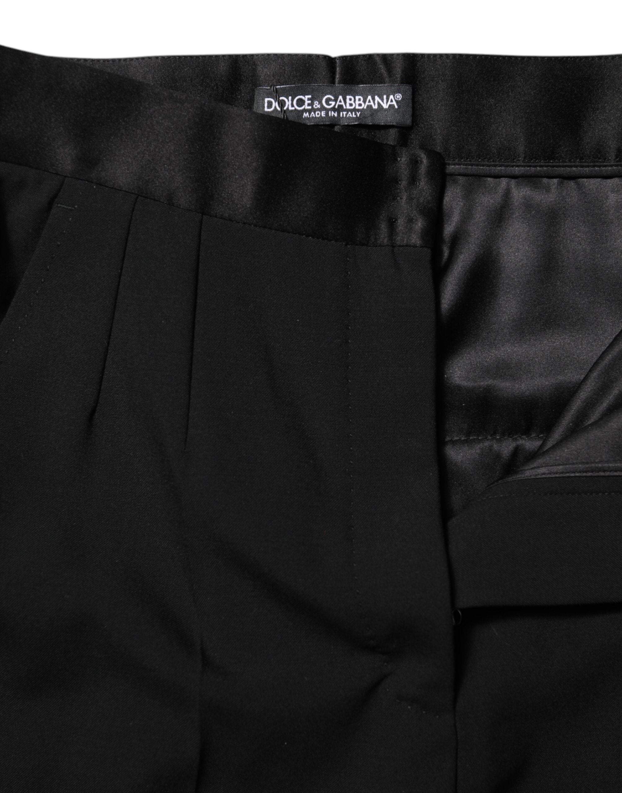 Dolce & Gabbana Black High-Waist Tapered Wool Trousers