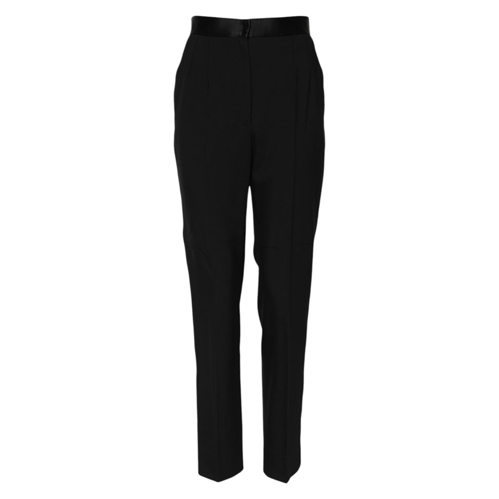 Dolce & Gabbana Black High-Waist Tapered Wool Trousers