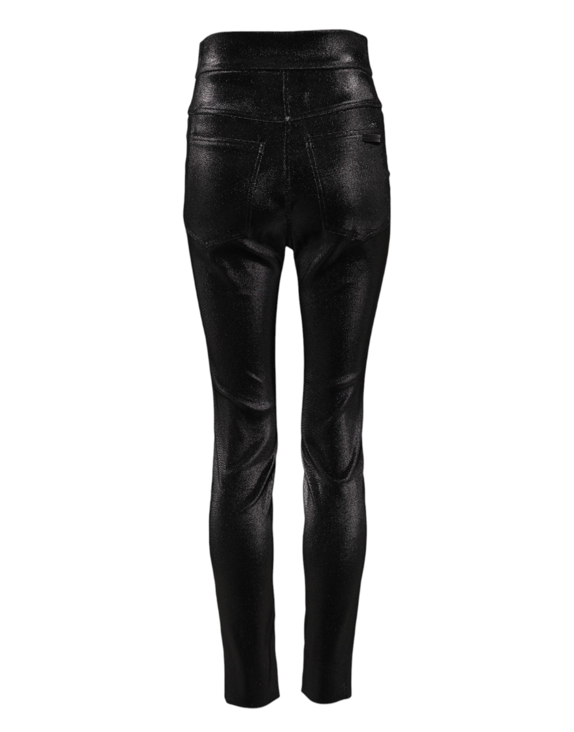 Dolce & Gabbana Black Cotton-Blend Lurex Skinny Trousers